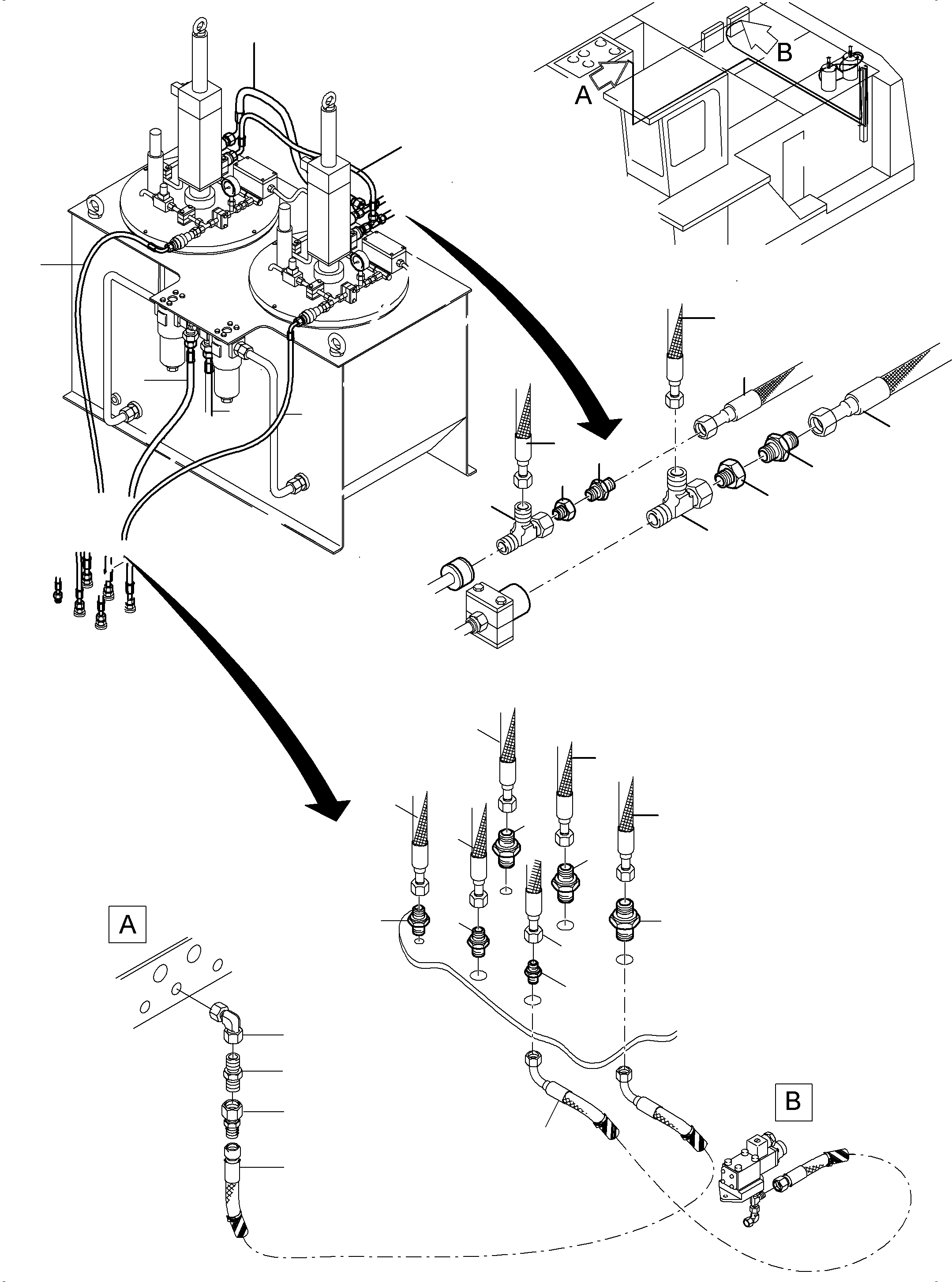 Komatsu parts book diagram for PC5500-6 S/N 15081: LUBE STATION ARR.