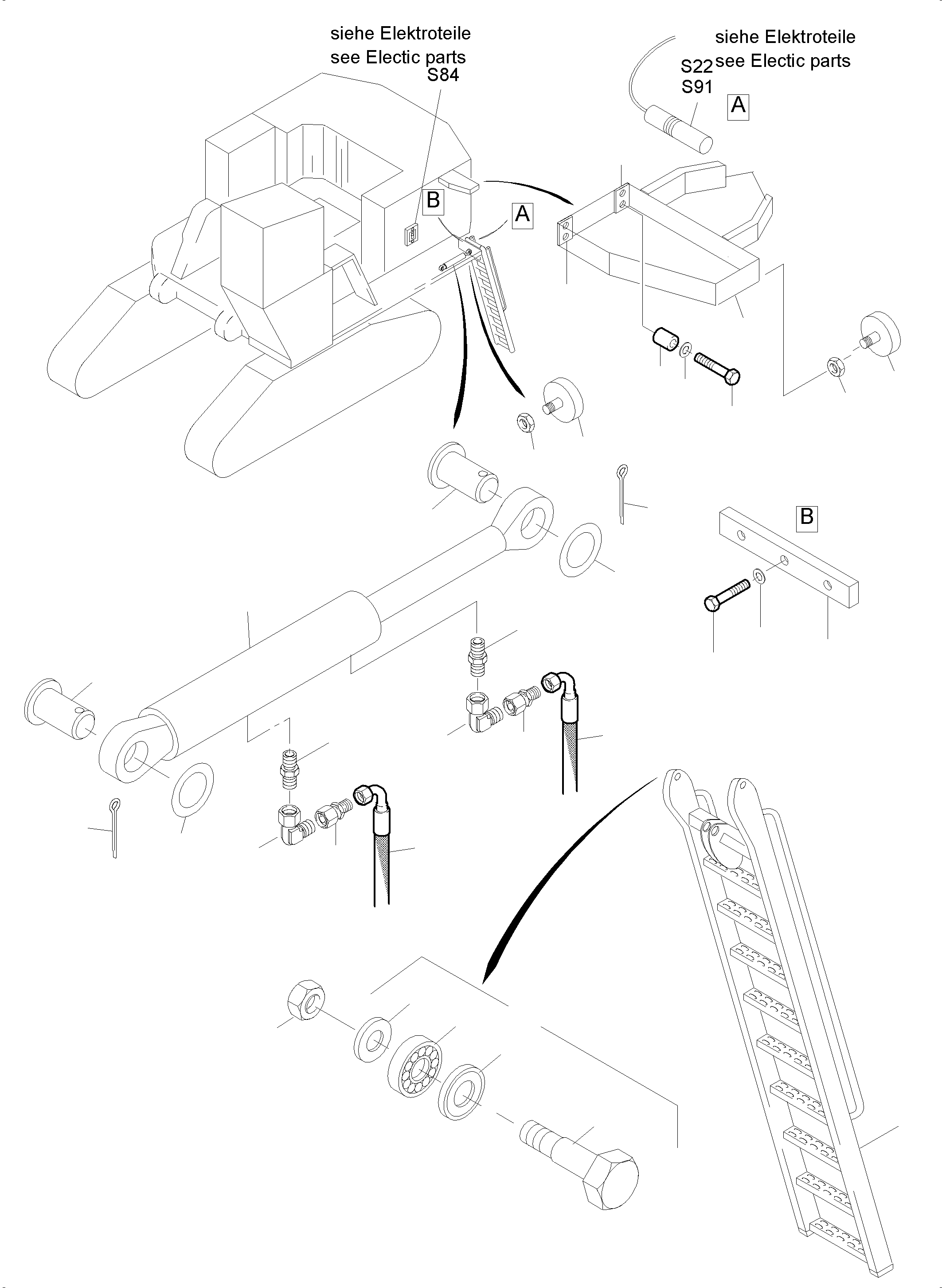 Komatsu parts book diagram for PC5500-6 S/N 15081: LADDER HYDRAULIC