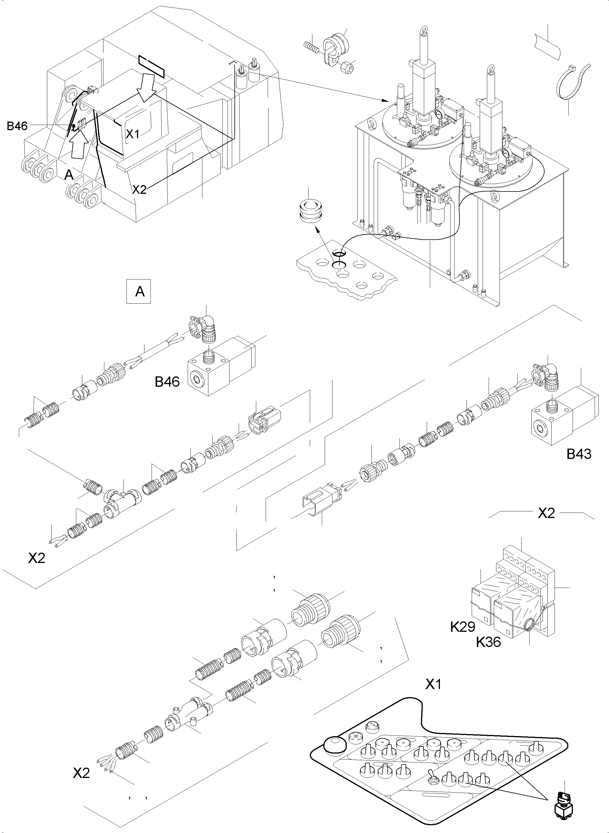 Komatsu parts book diagram for PC5500-6 S/N 15081: ELECTR. PARTS LUBRICATION