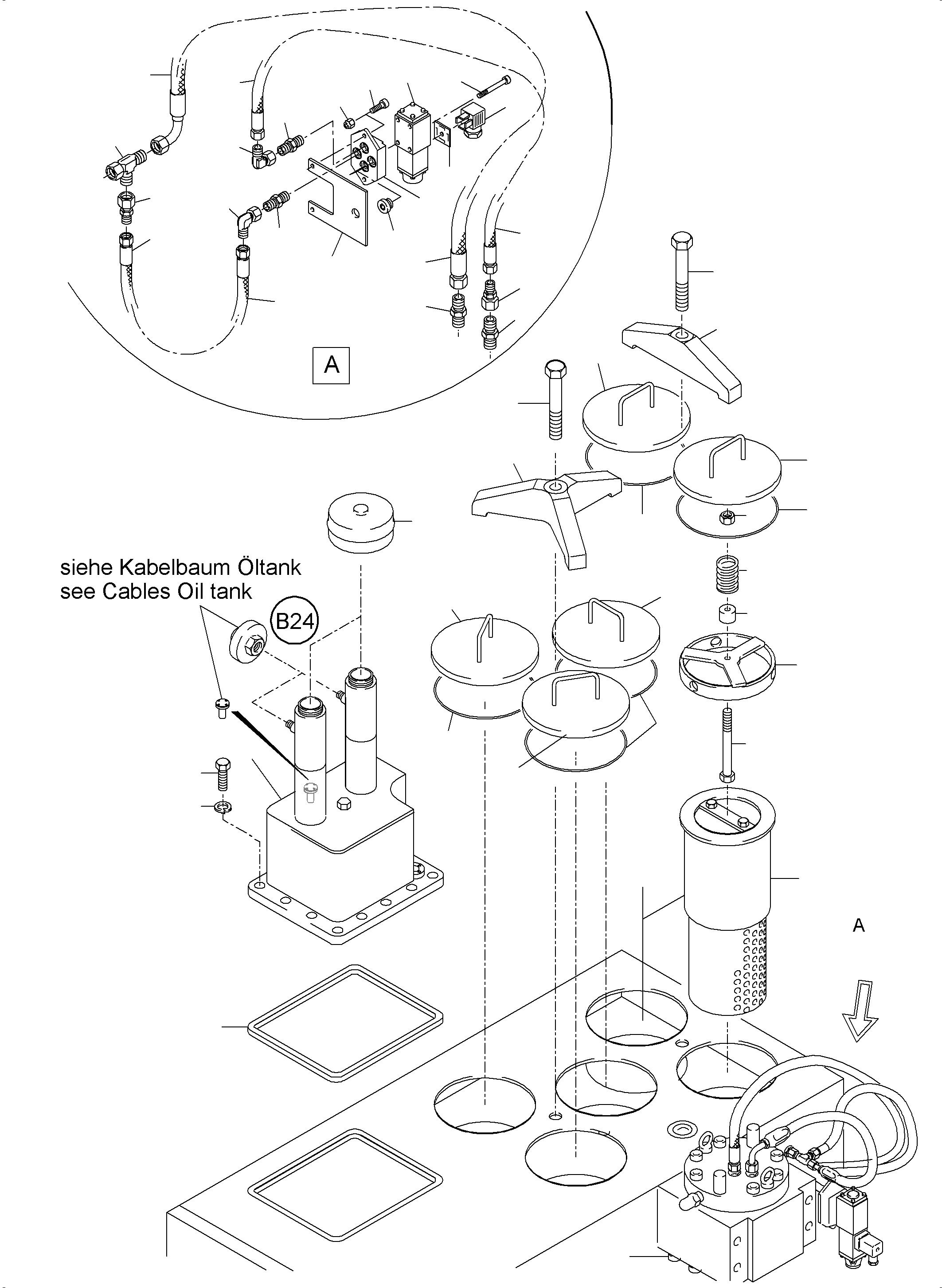 Komatsu parts book diagram for PC5500-6 S/N 15081: MAIN OIL TANK