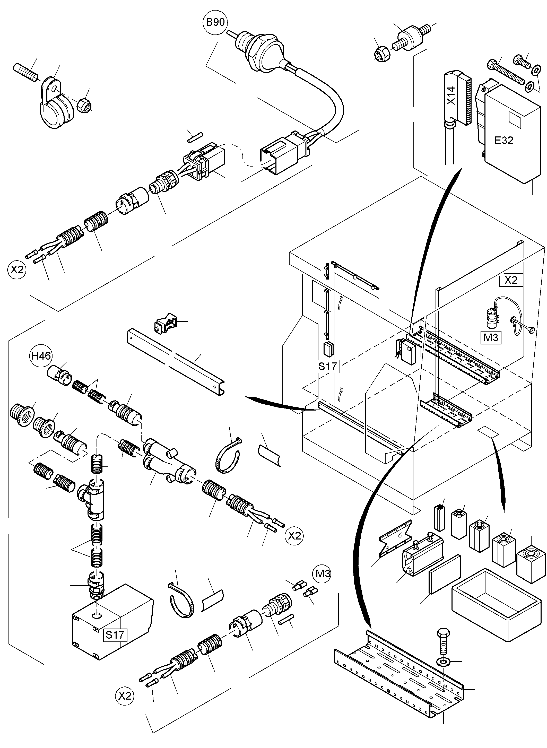 Komatsu parts book diagram for PC5500-6 S/N 15081: ELECTRIC - CAB SUPPORT