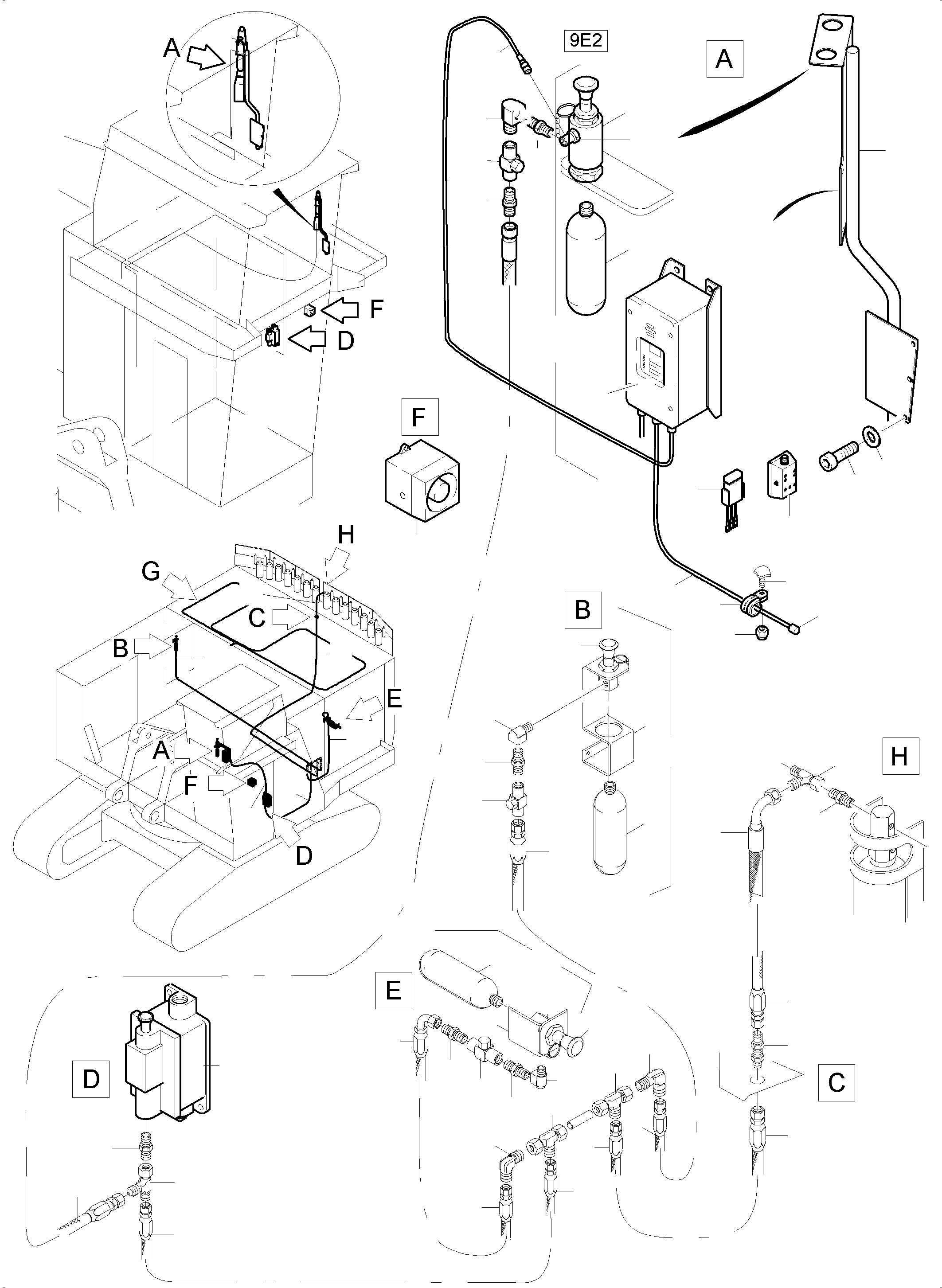 Komatsu parts book diagram for PC5500-6 S/N 15081: ACTUATING SYSTEM, HAND OPERATED