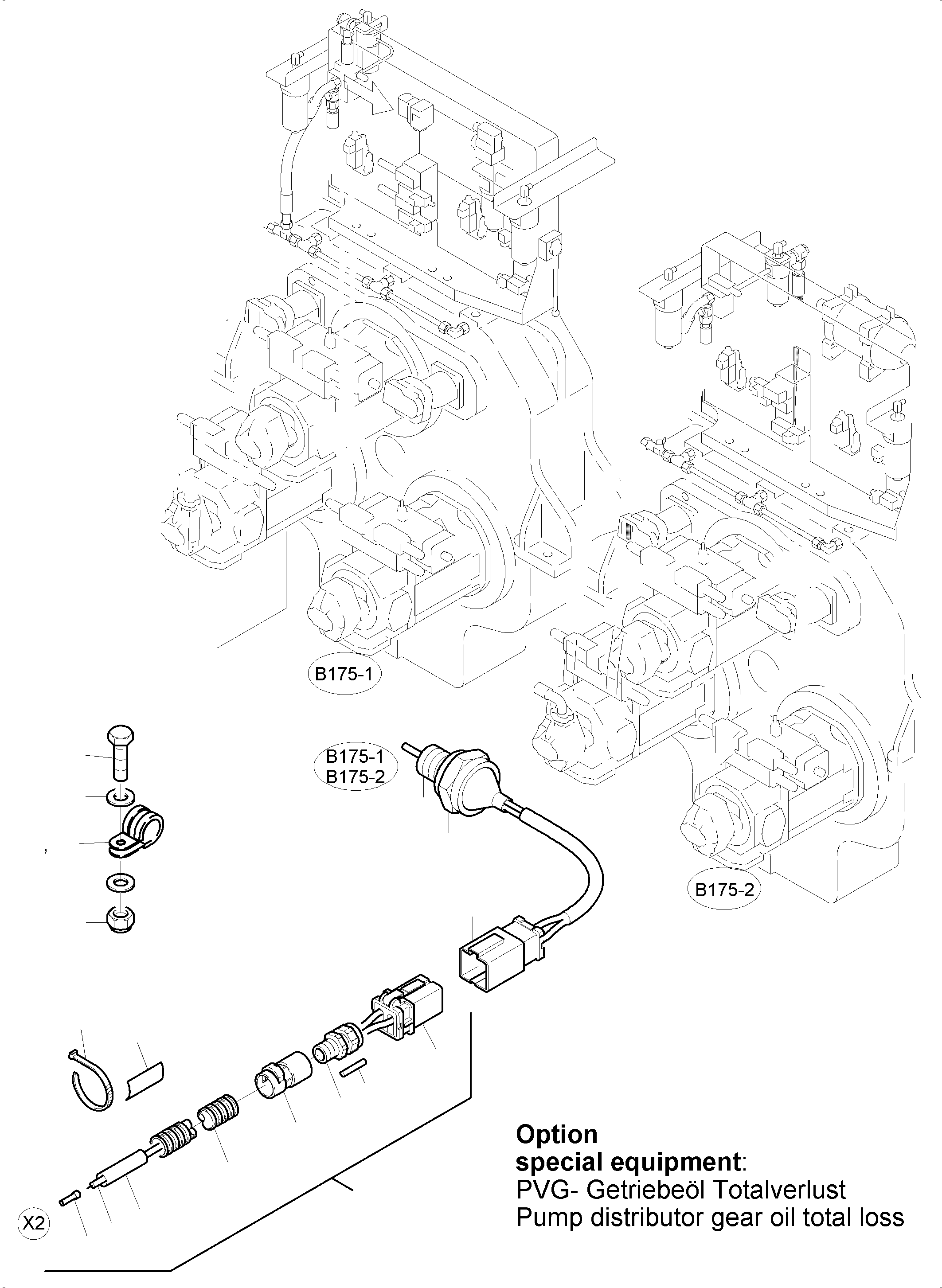 Komatsu parts book diagram for PC5500-6 S/N 15081: CABLES - PUMP DISTRIBUTOR GEAR