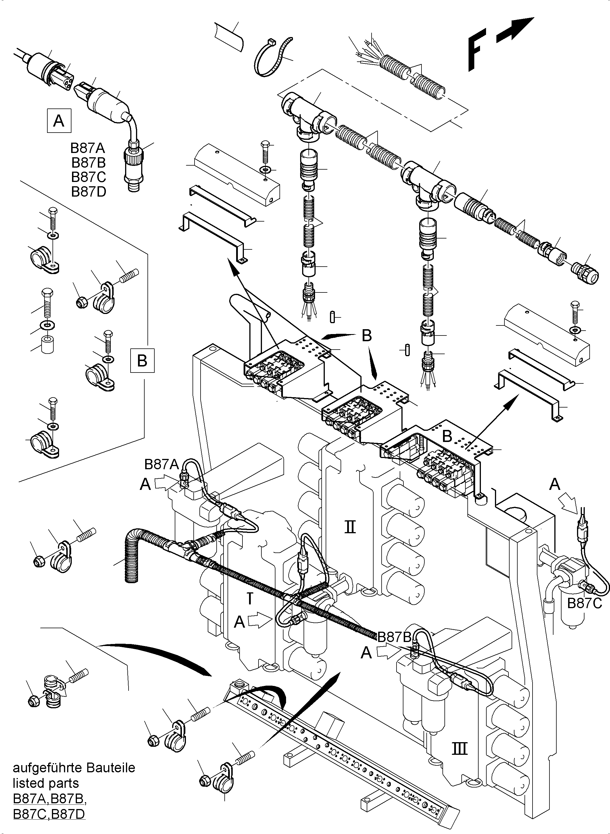 Komatsu parts book diagram for PC5500-6 S/N 15081: CABLES - CONTROL BLOCKS - H.P.-FILTER
