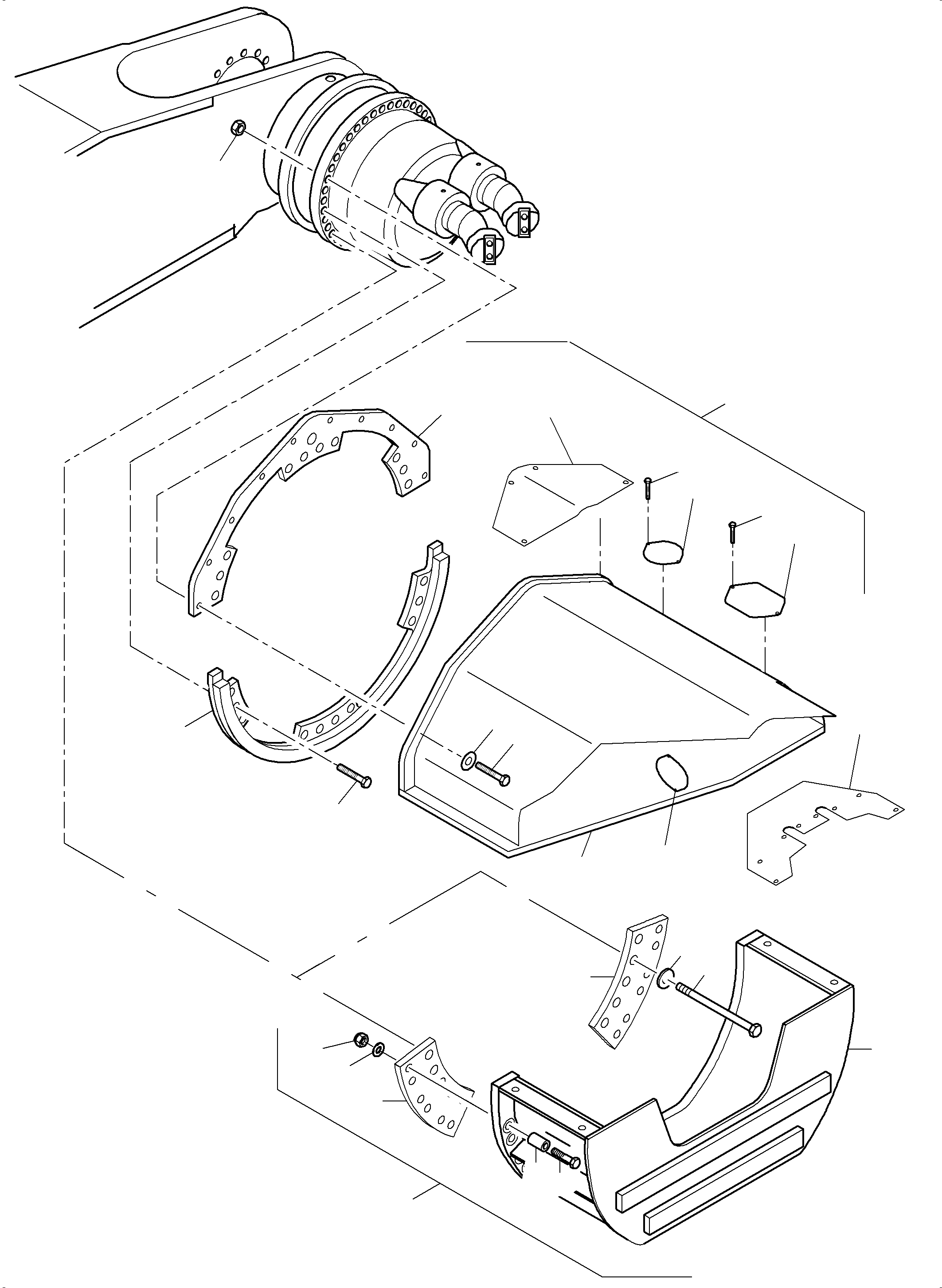 Komatsu parts book diagram for PC5500-6 S/N 15081: DRIVE MOTOR AND DRIVE GEAR PROTECTION NT/TT, OPTIONAL