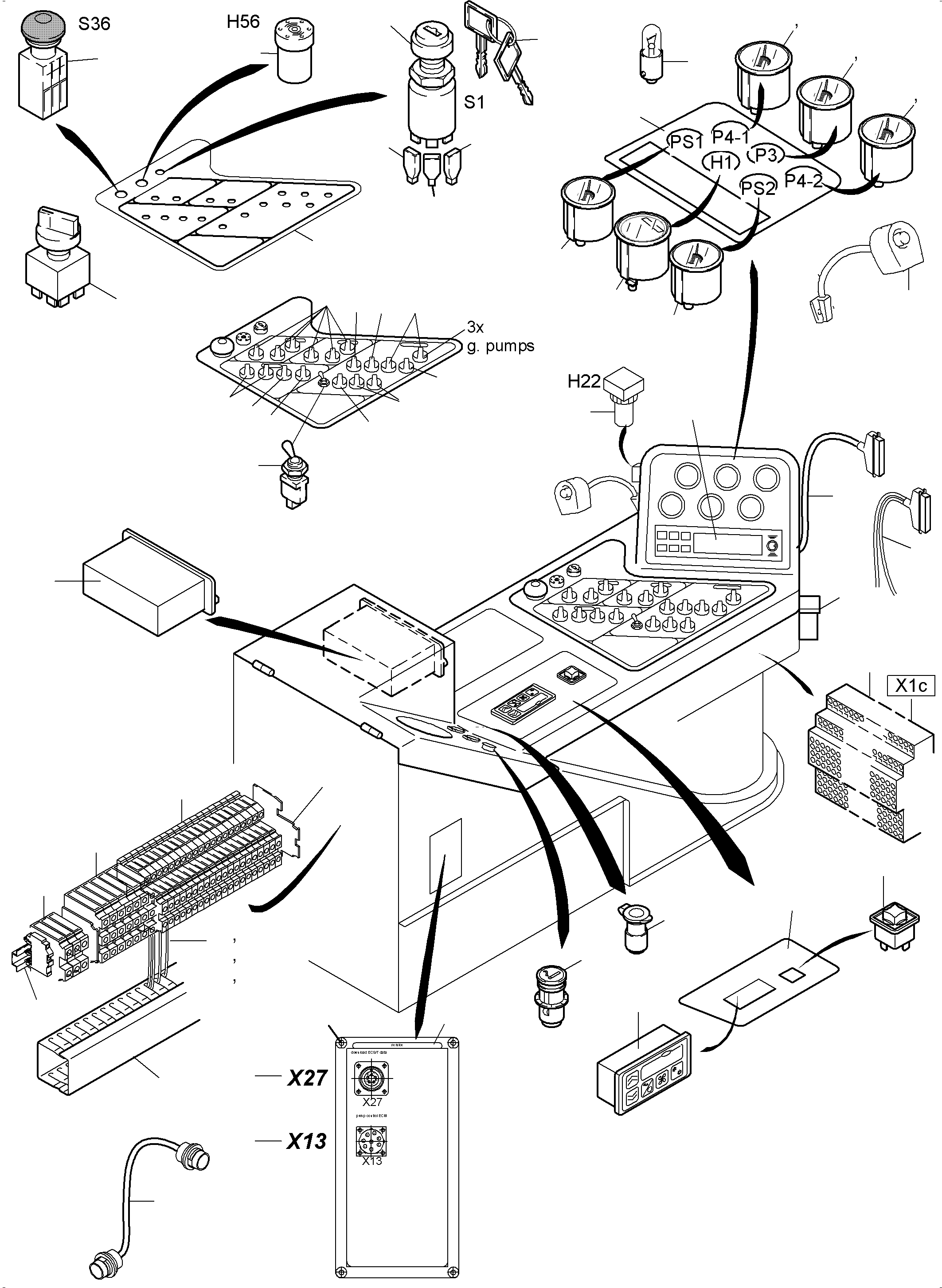 Komatsu parts book diagram for PC5500-6 S/N 15081: OPERATION PANEL NT/TT