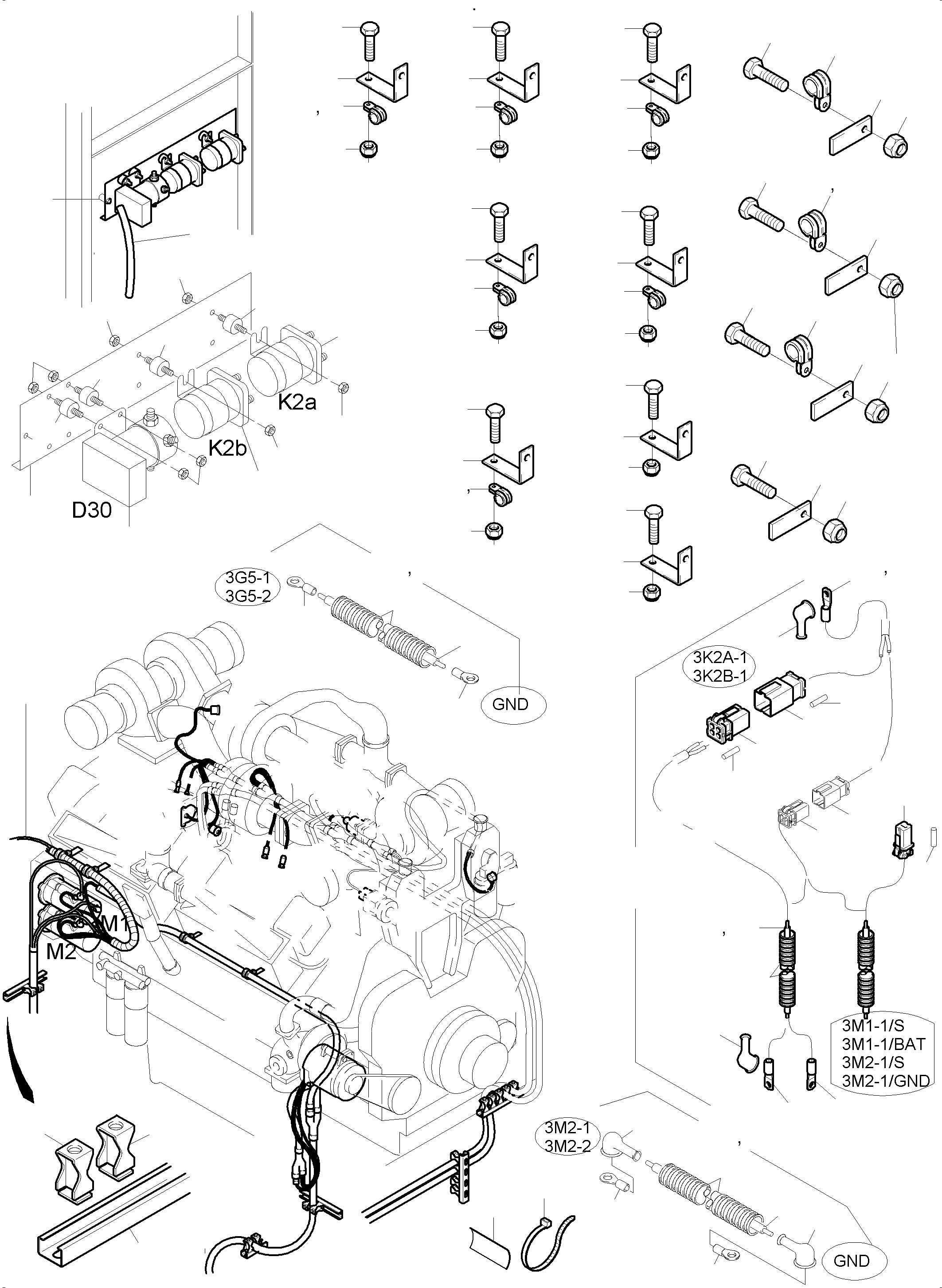 Komatsu parts book diagram for PC5500-6 S/N 15081: CABLES - ENGINE AND TRANSMITTER