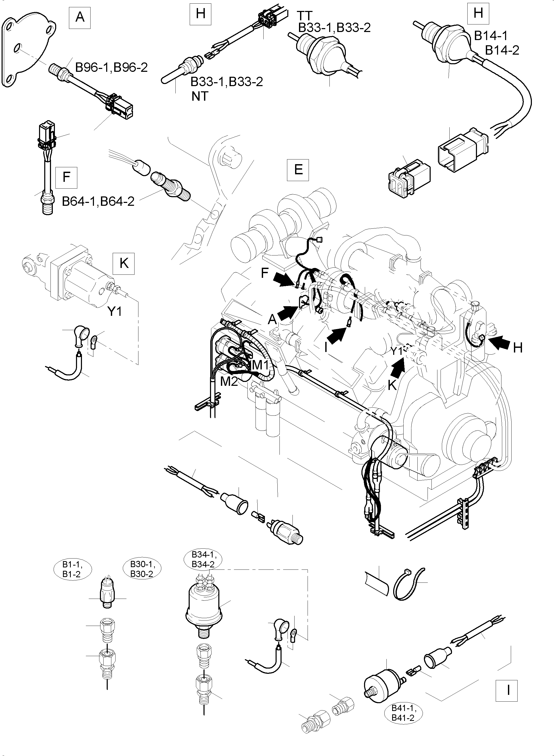 Komatsu parts book diagram for PC5500-6 S/N 15081: CABLES - ENGINE AND TRANSMITTER
