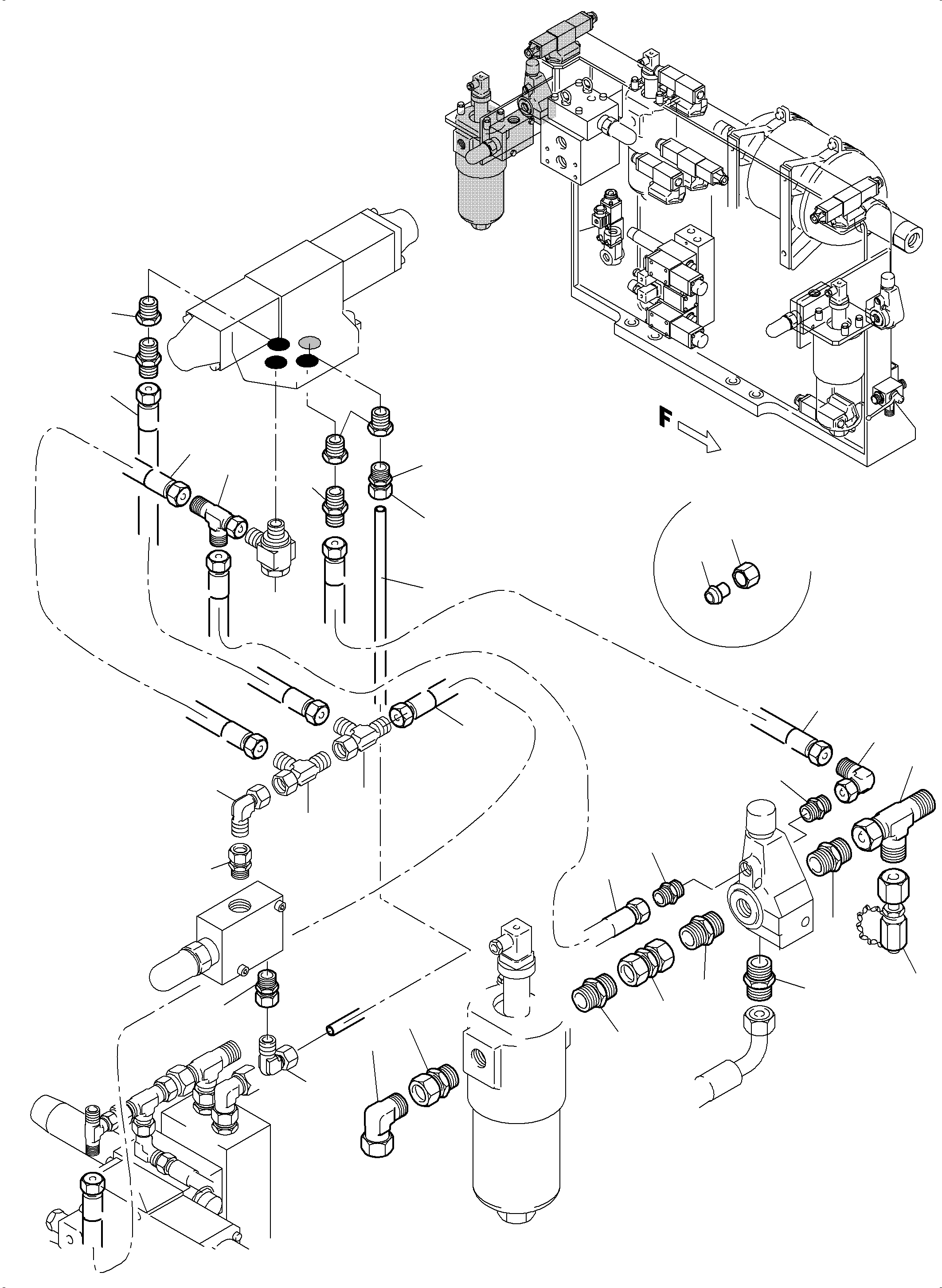 Komatsu parts book diagram for PC5500-6 S/N 15083: PIPES - CONTROL- AND FILTER PLATE