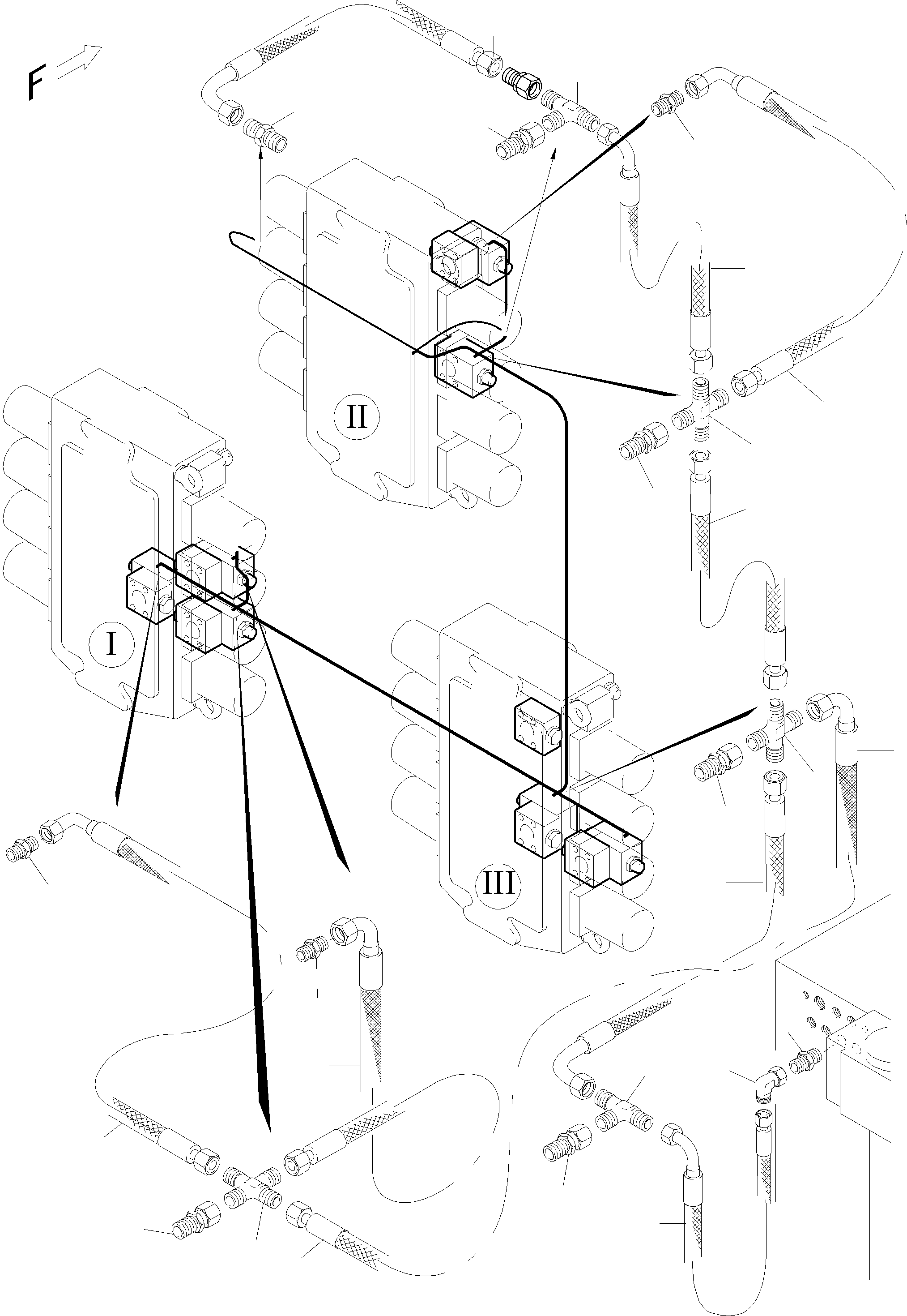 Komatsu parts book diagram for PC5500-6 S/N 15083: PIPING - SECONDARY VALVES,BE
