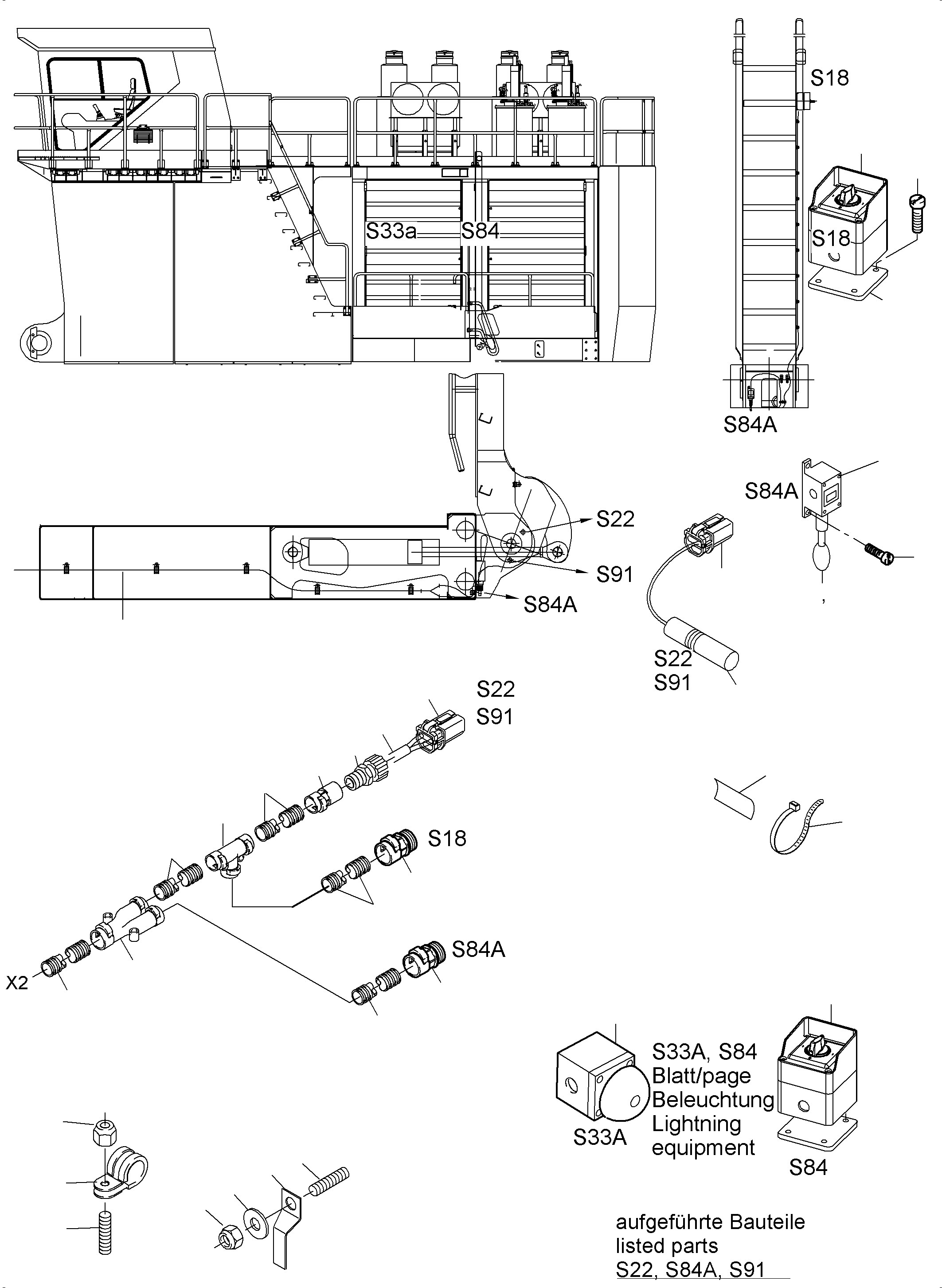 Komatsu parts book diagram for PC5500-6 S/N 15083: ELECTRIC PARTS - LADDER