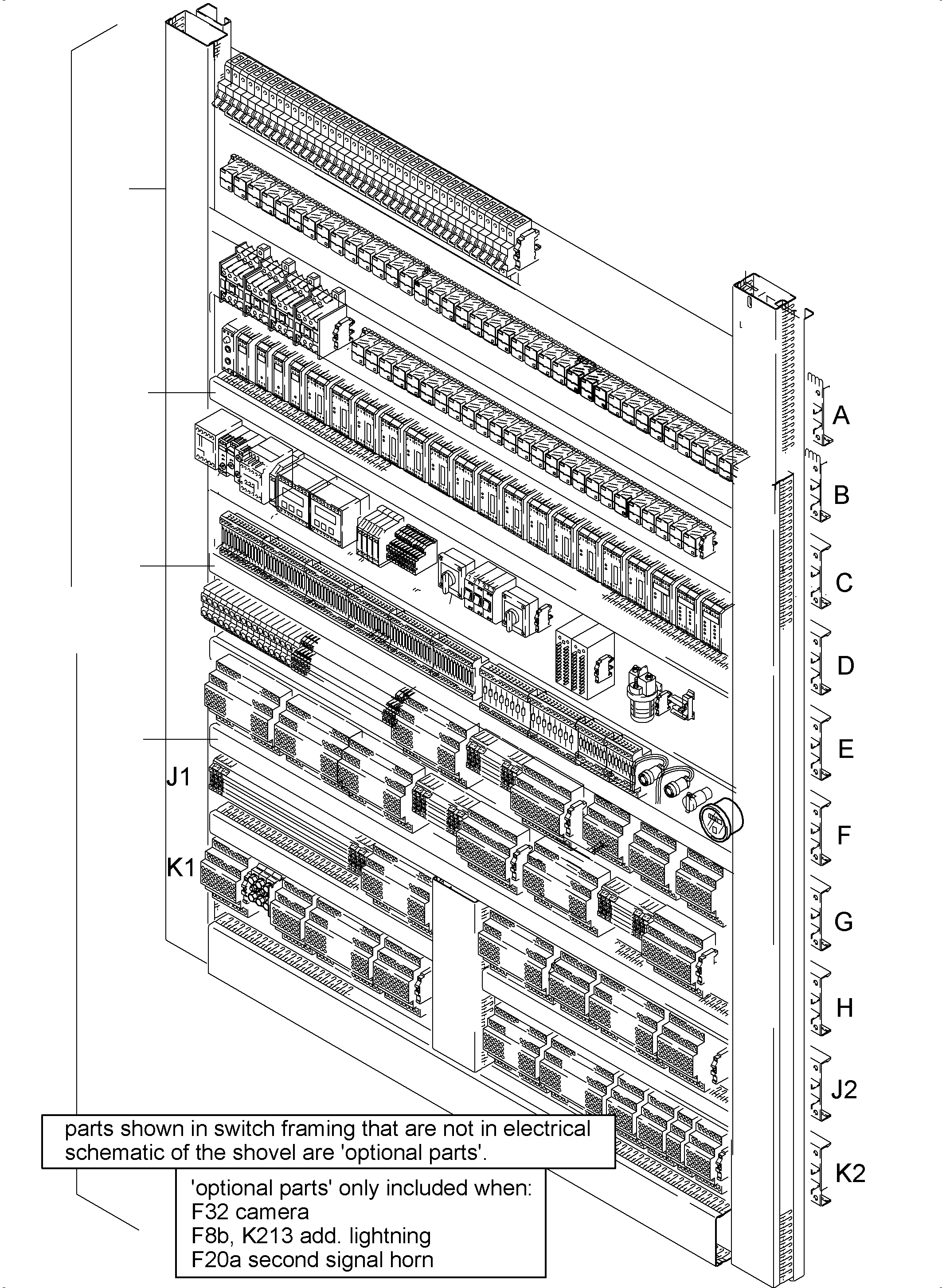 Komatsu parts book diagram for PC5500-6 S/N 15083: SWITCH FRAMING X2