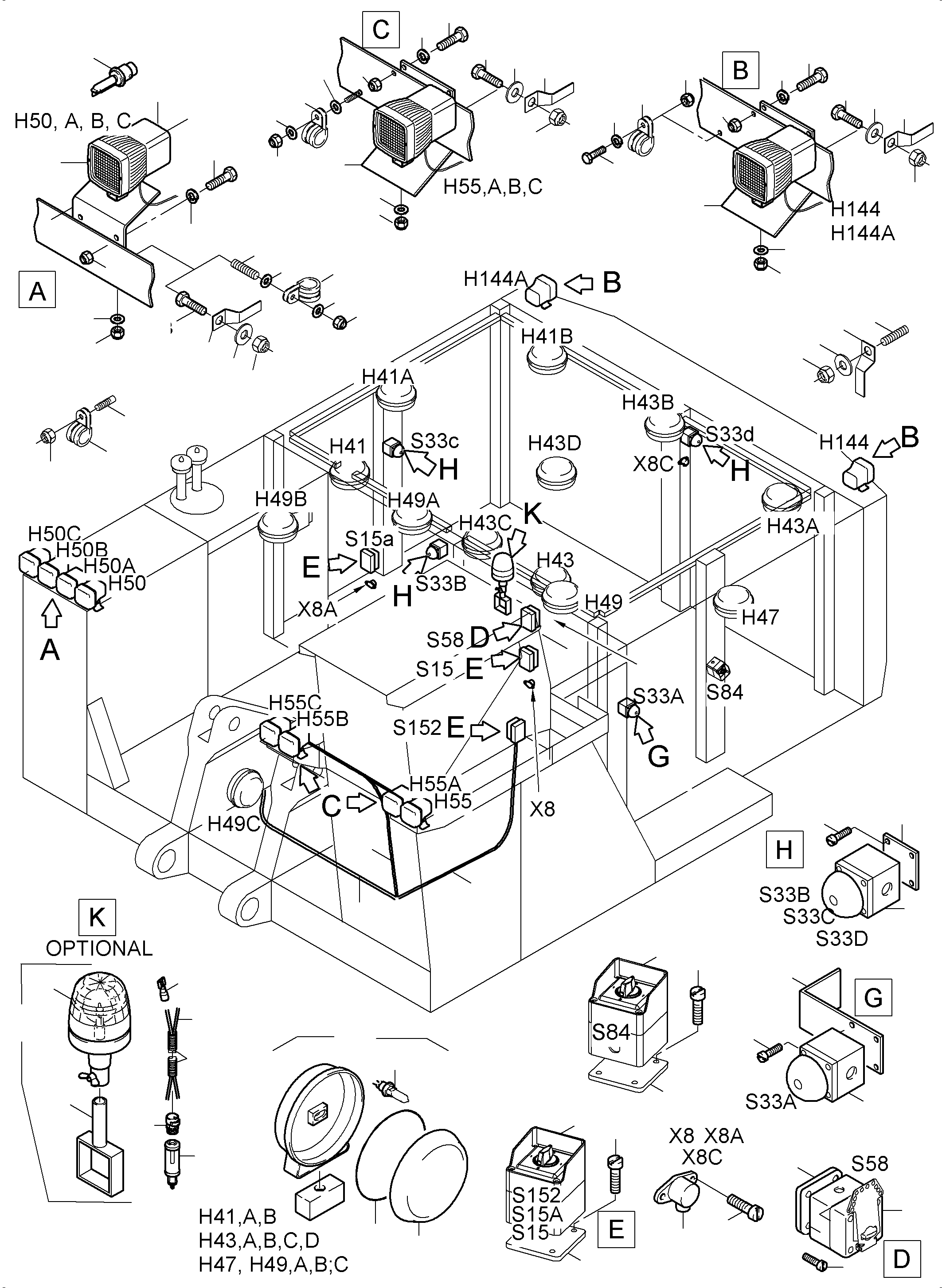 Excavators Mining Komatsu / PC5500-6 S/N 15083(G15083) / Lighting Equipment(515-2105m : 515-2105m)