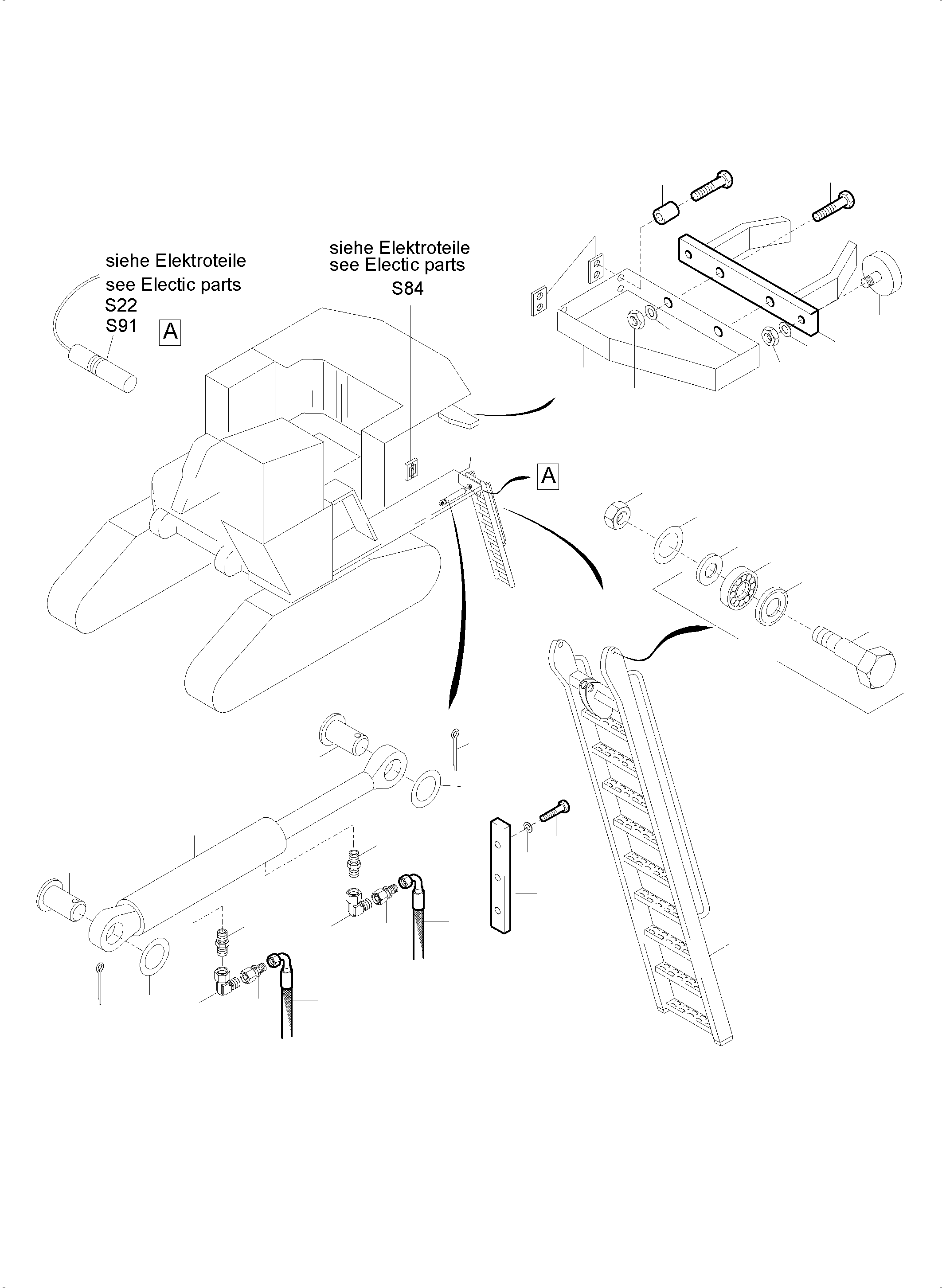 Komatsu parts book diagram for PC5500-6 S/N 15083: LADDER HYDRAULIC