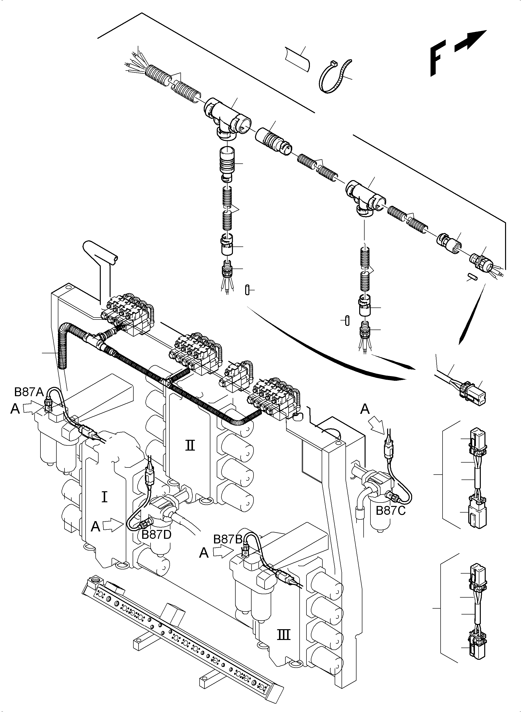 Komatsu parts book diagram for PC5500-6 S/N 15083: CABLES - CONTROL BLOCKS - H.P.-FILTER