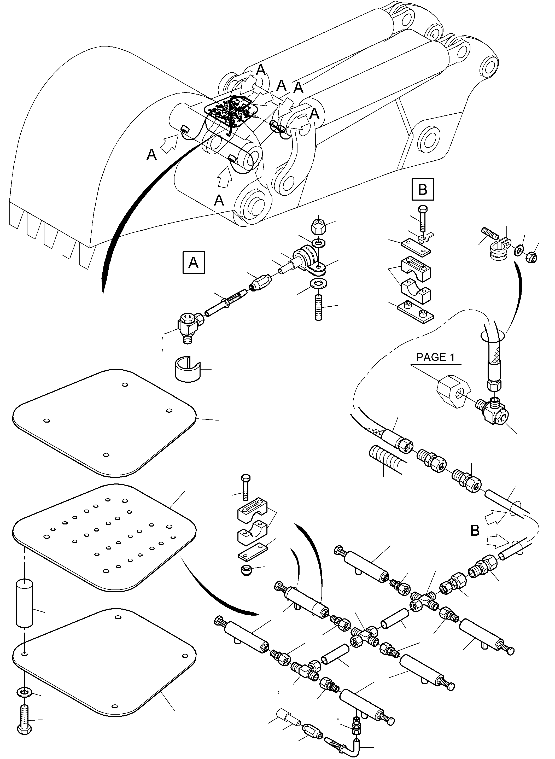 Komatsu parts book diagram for PC5500-6 S/N 15083: STICK - LUBRICATION 5.1 M
