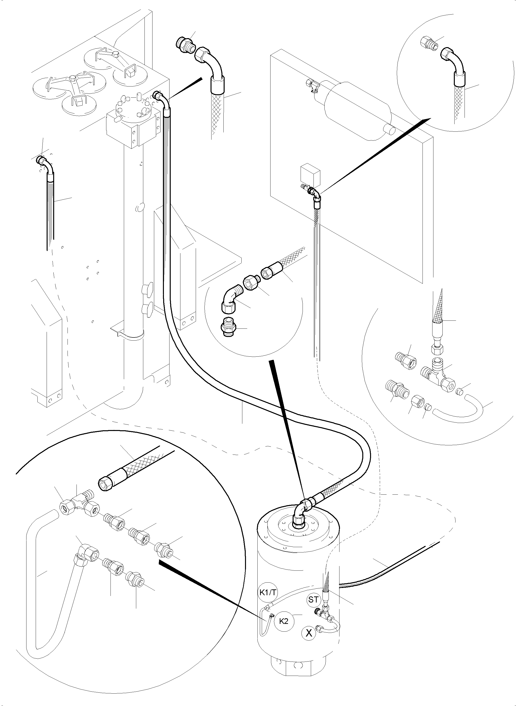 Komatsu parts book diagram for PC5500-6 S/N 15086: HYDR. LINES, ROTARY JOINT