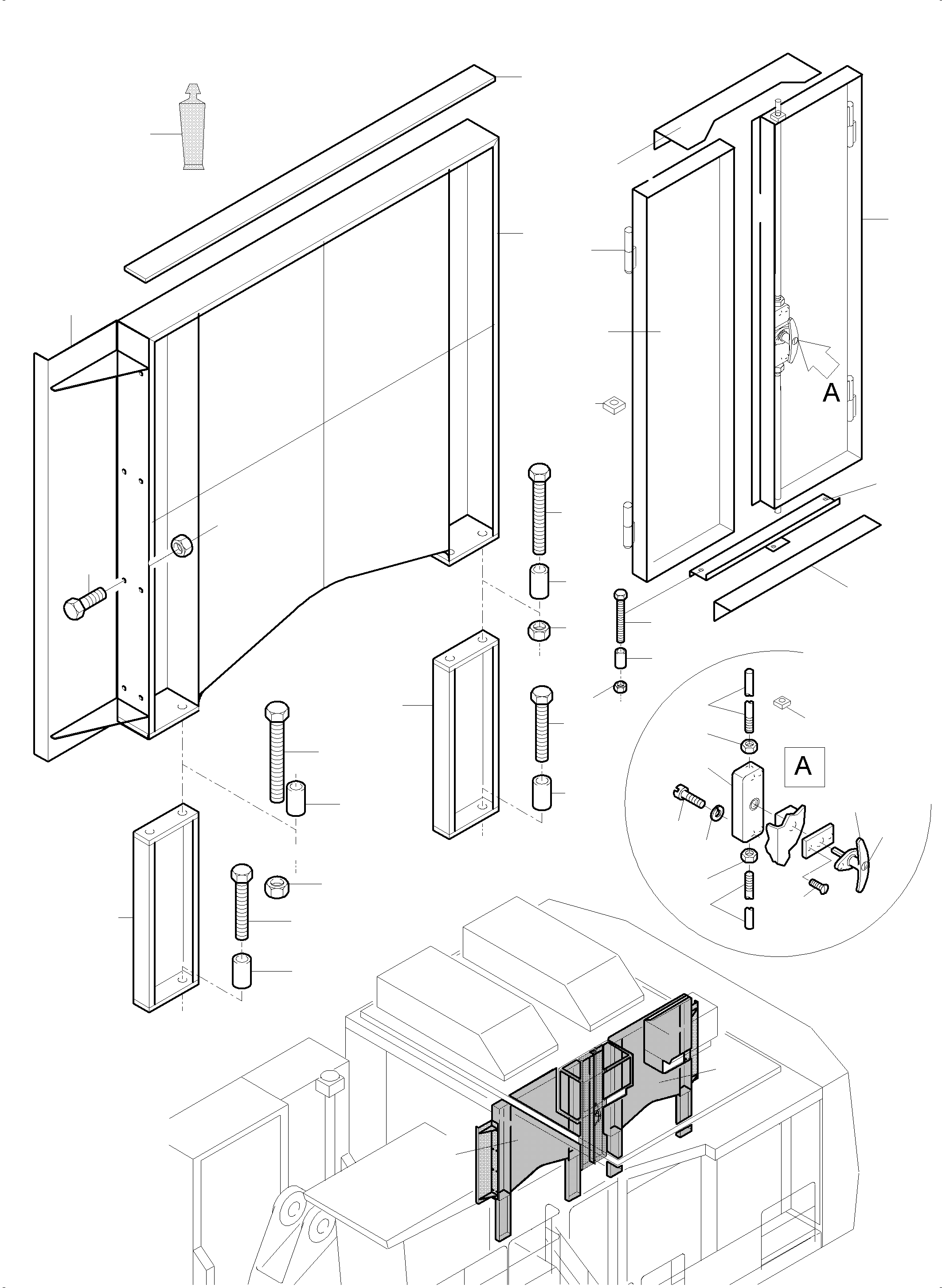 Komatsu parts book diagram for PC5500-6 S/N 15086: FIRE PRECAUTION WALL WITH DOORS