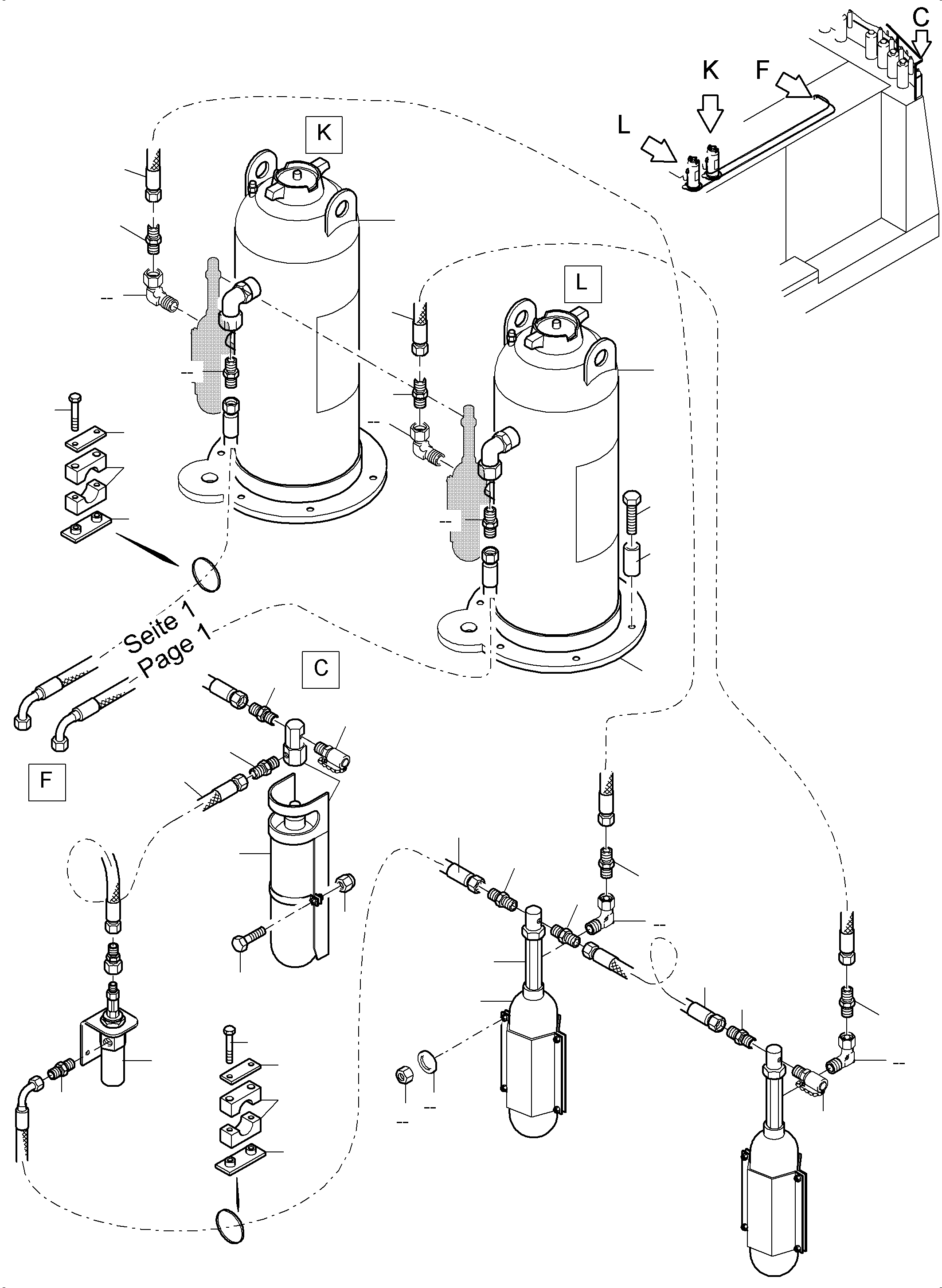 Komatsu parts book diagram for PC5500-6 S/N 15086: FIRE EXTINGUISHING EQUIPMENT, TWIN SYSTEM DRY-WET