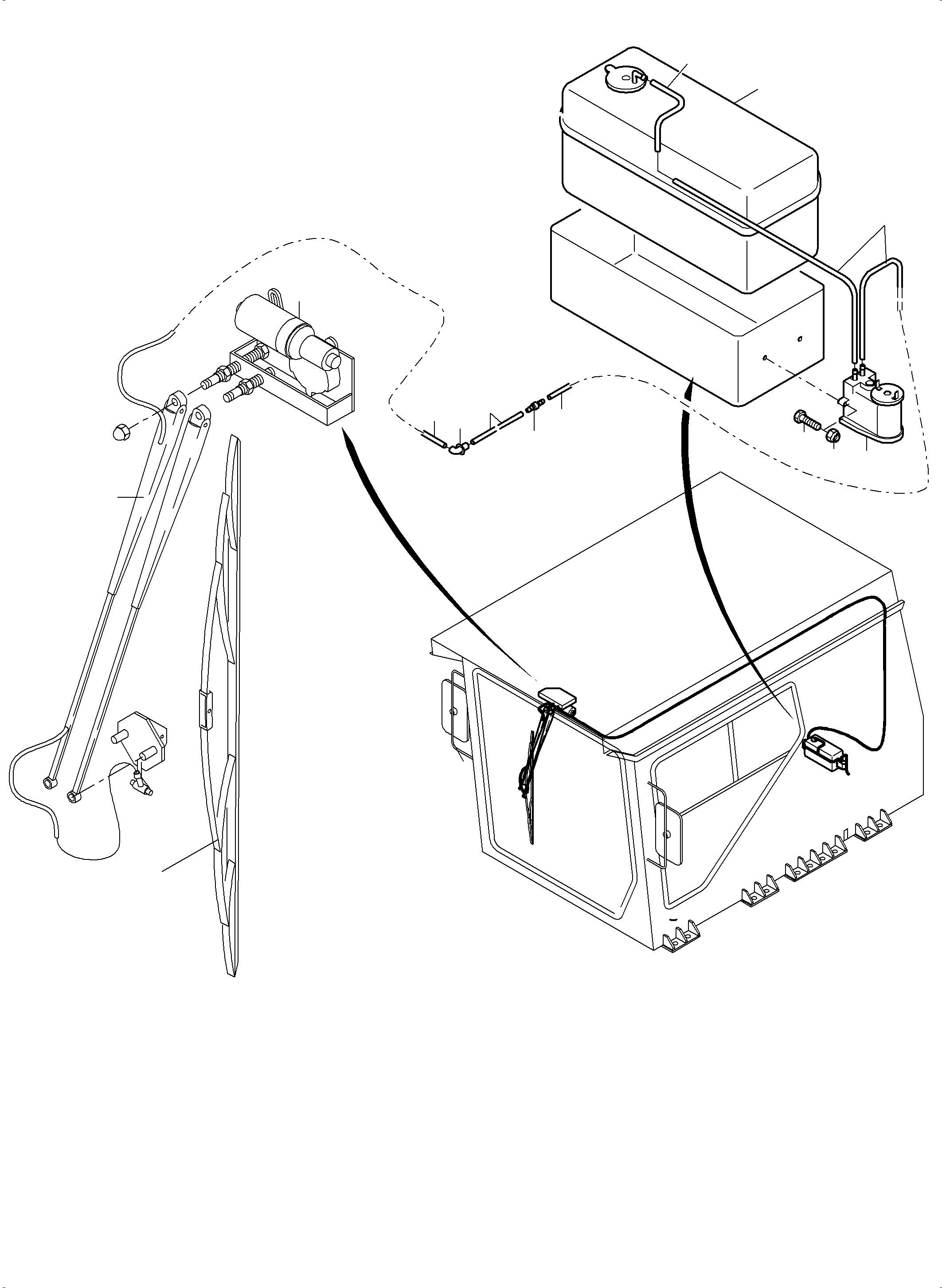 Komatsu parts book diagram for PC5500-6 S/N 15086: WINDSCREEN WASHING ASSY.