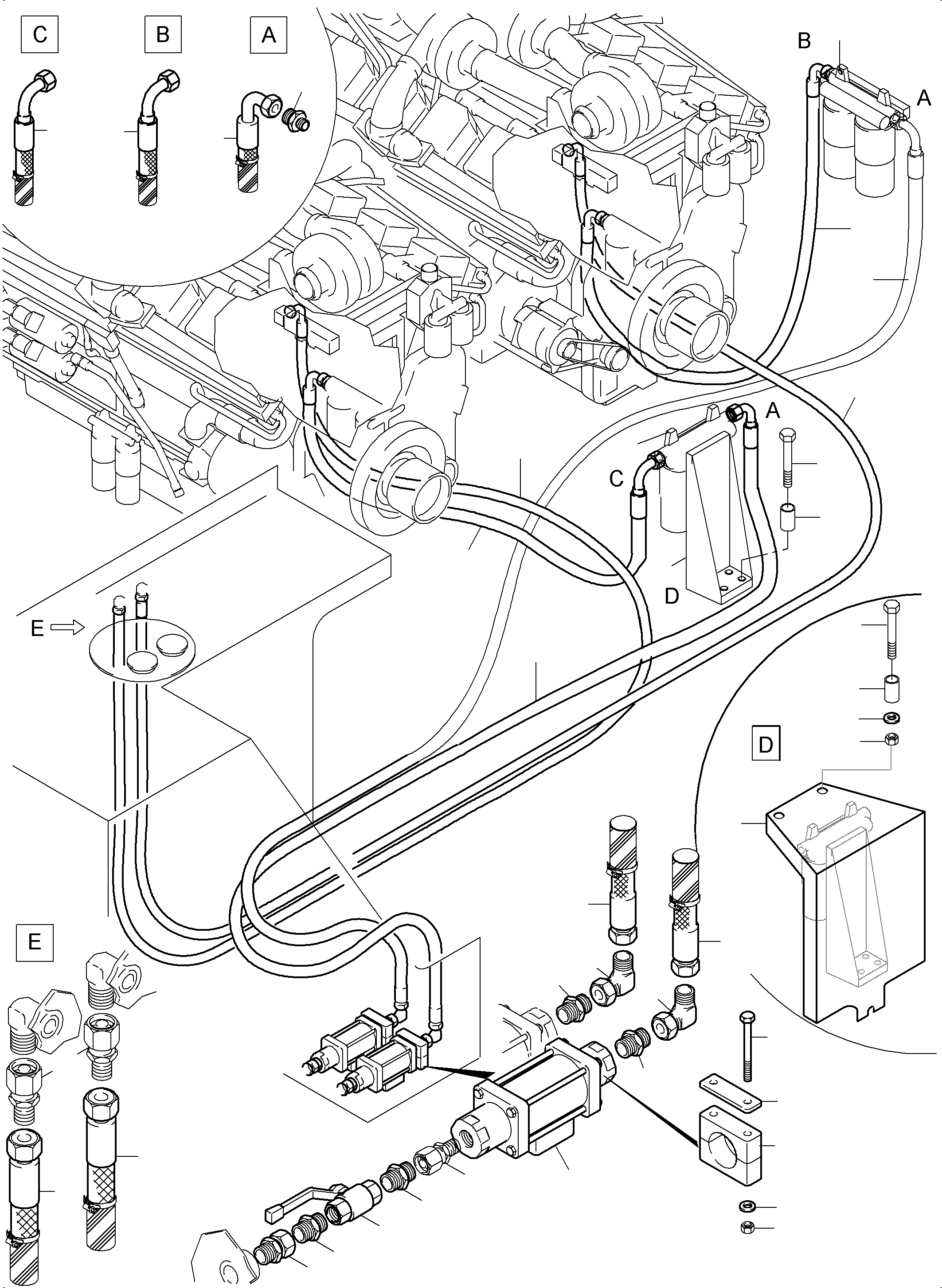 Komatsu parts book diagram for PC5500-6 S/N 15086: FUEL LINES