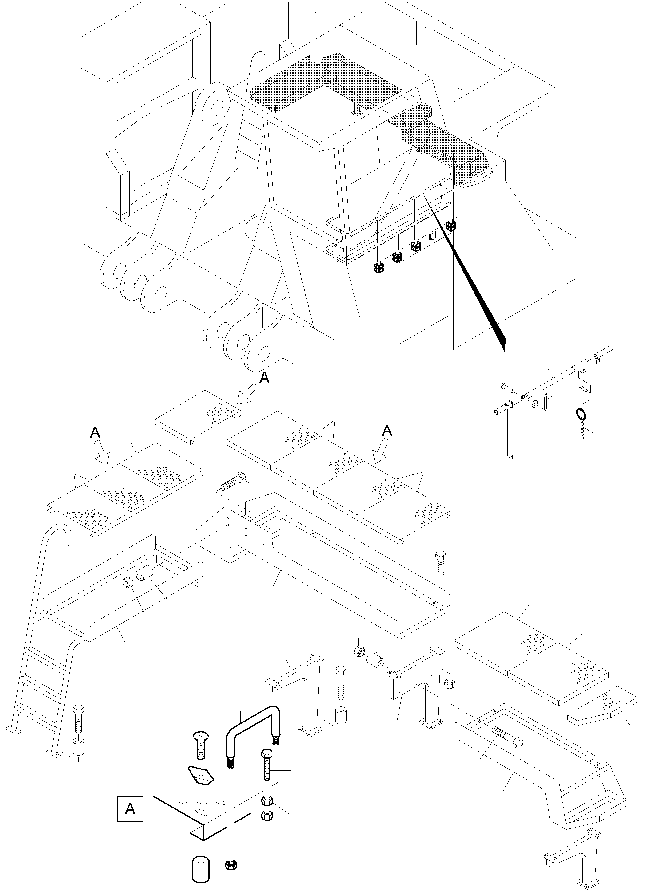 Komatsu parts book diagram for PC5500-6 S/N 15086: RAILS