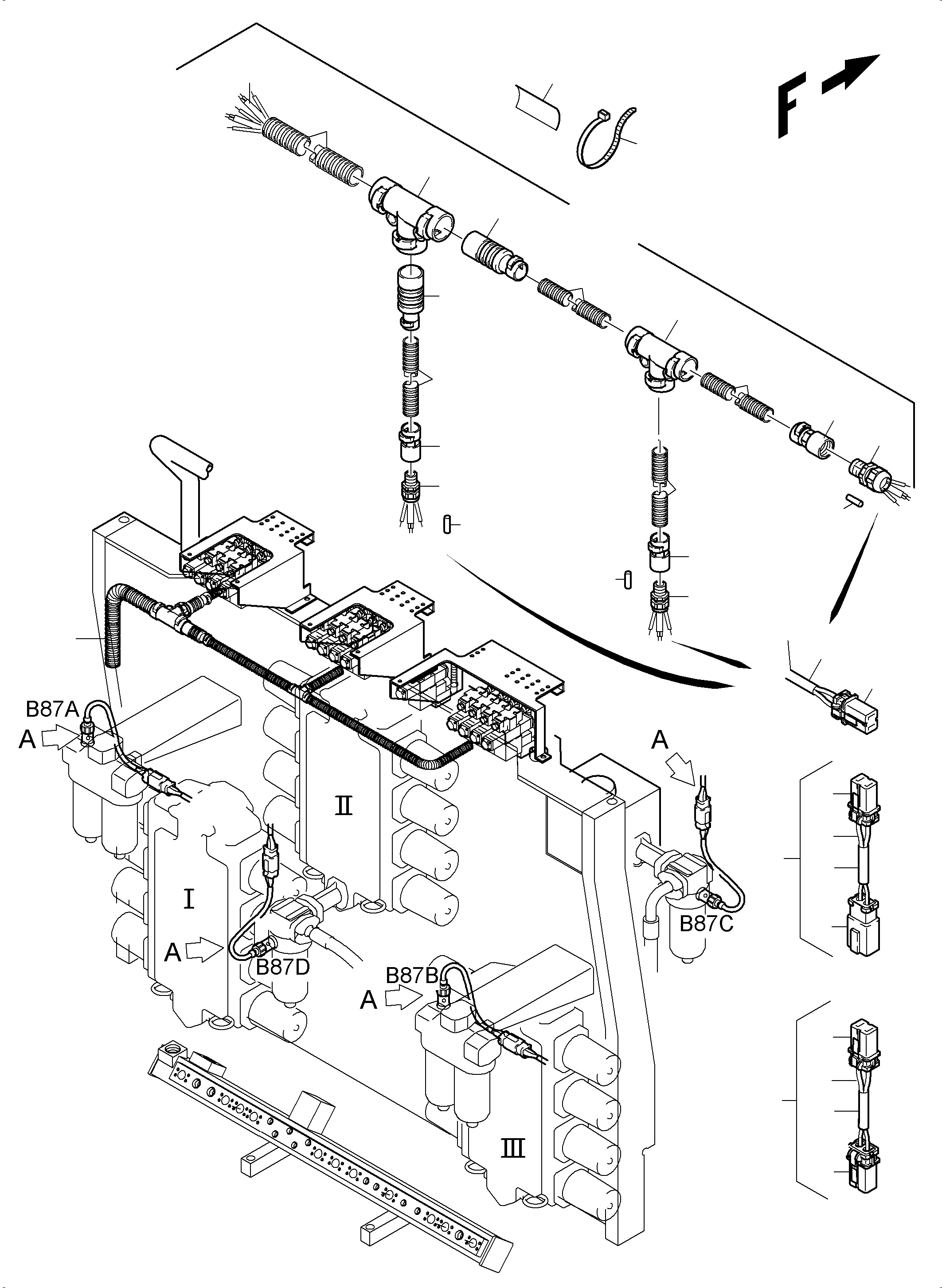 Komatsu parts book diagram for PC5500-6 S/N 15086: CABLES - CONTROL BLOCKS - H.P.-FILTER