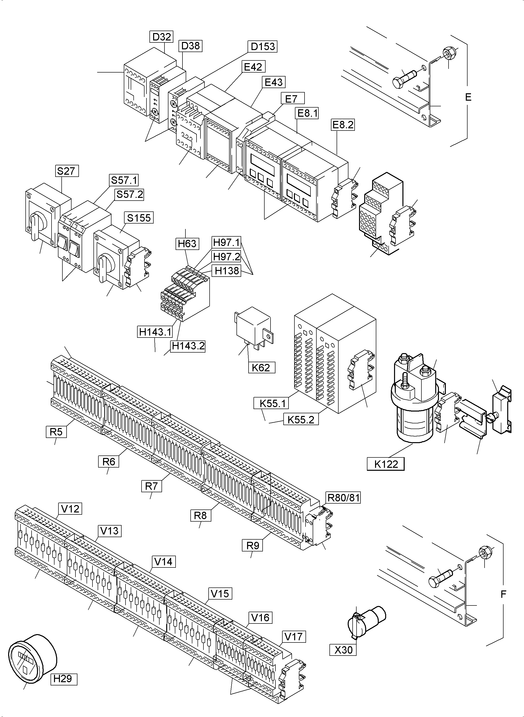 Komatsu parts book diagram for PC5500-6 S/N 15086: SWITCH FRAMING X2