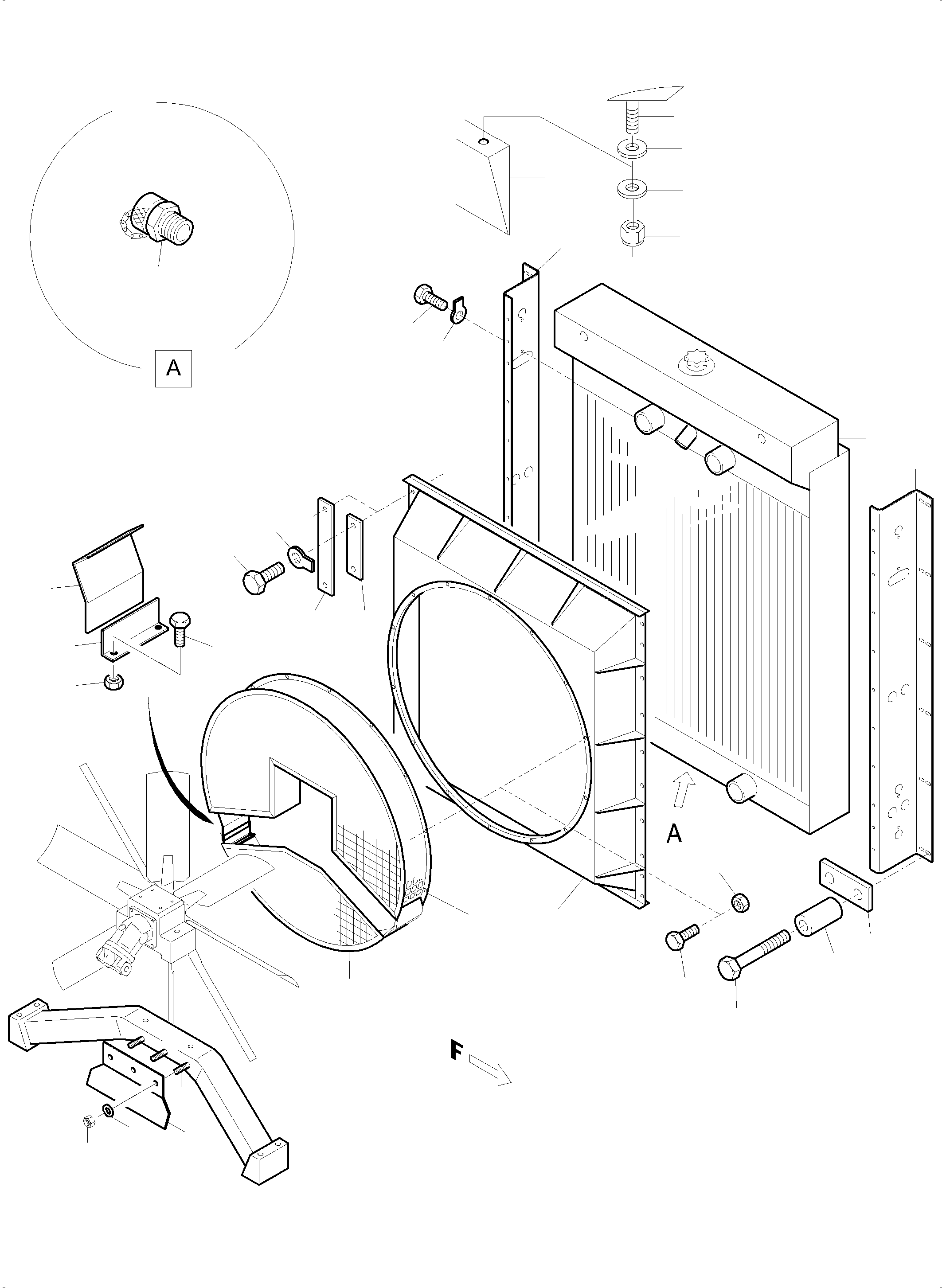 Komatsu parts book diagram for PC5500-6 S/N 15086: RADIATOR - MOUNTING