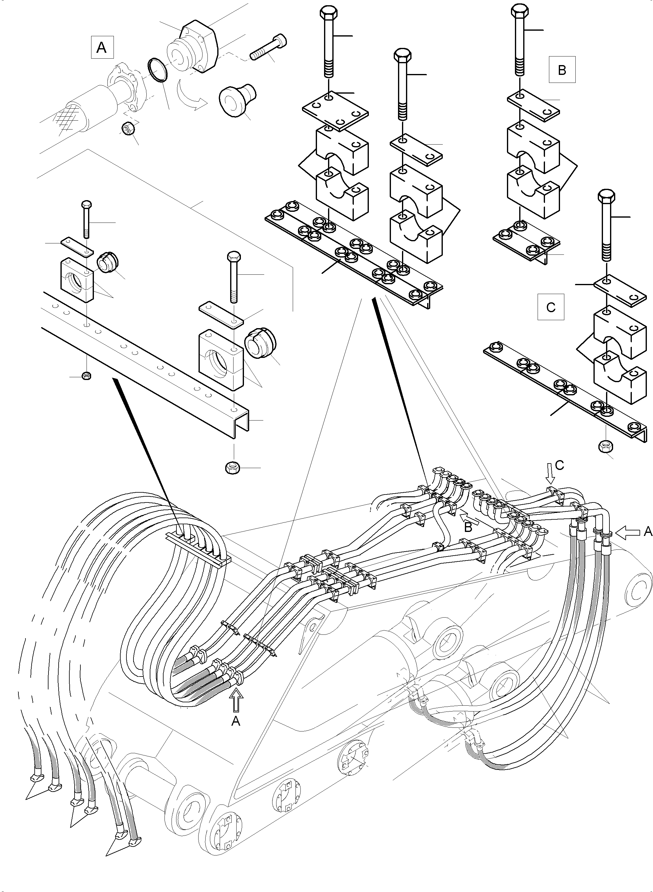 Komatsu parts book diagram for PC5500-6 S/N 15086: BOOM 7.6 M