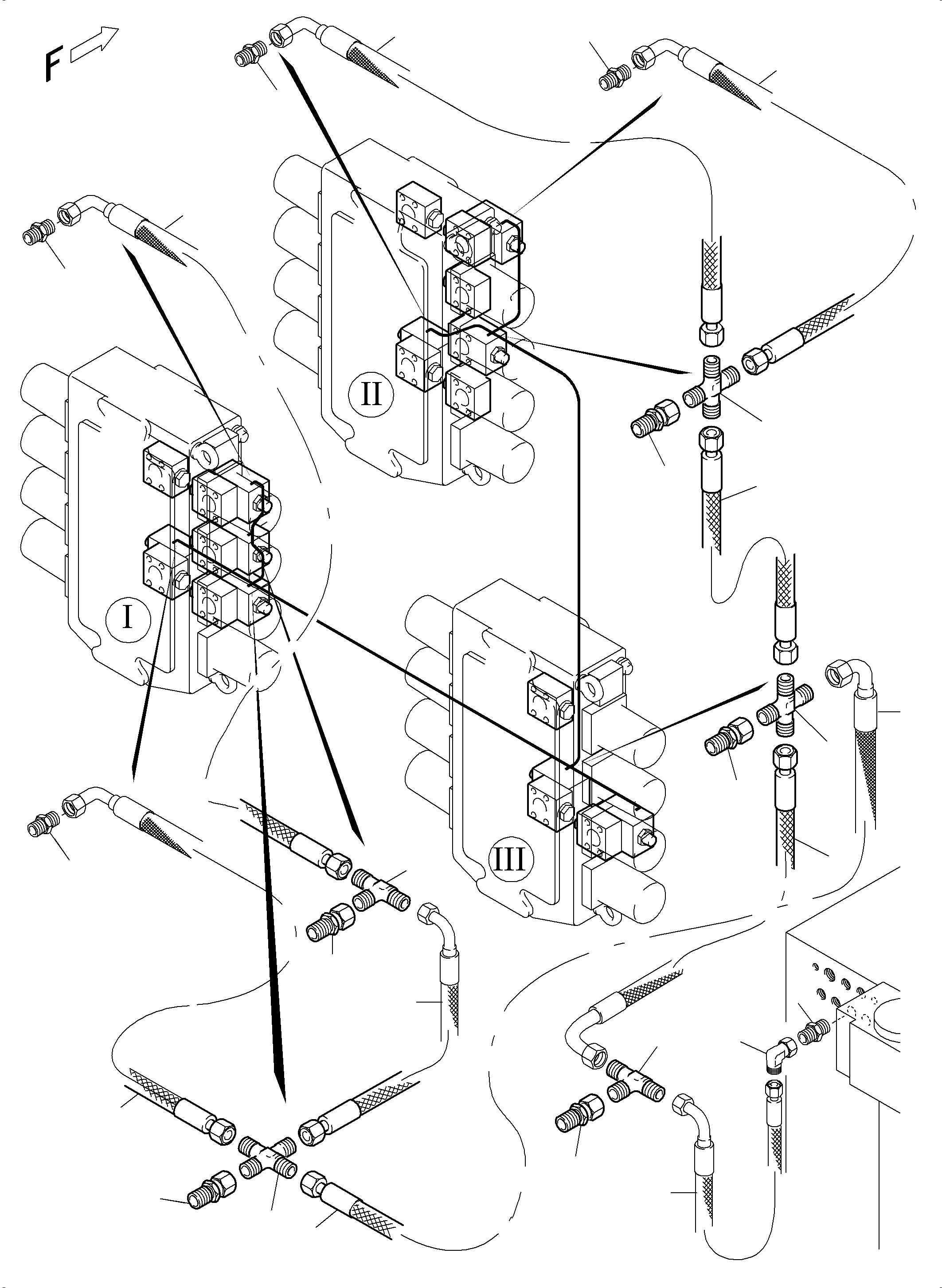 Komatsu parts book diagram for PC5500-6E S/N 15089: PIPING - SECONDARY VALVES BCE