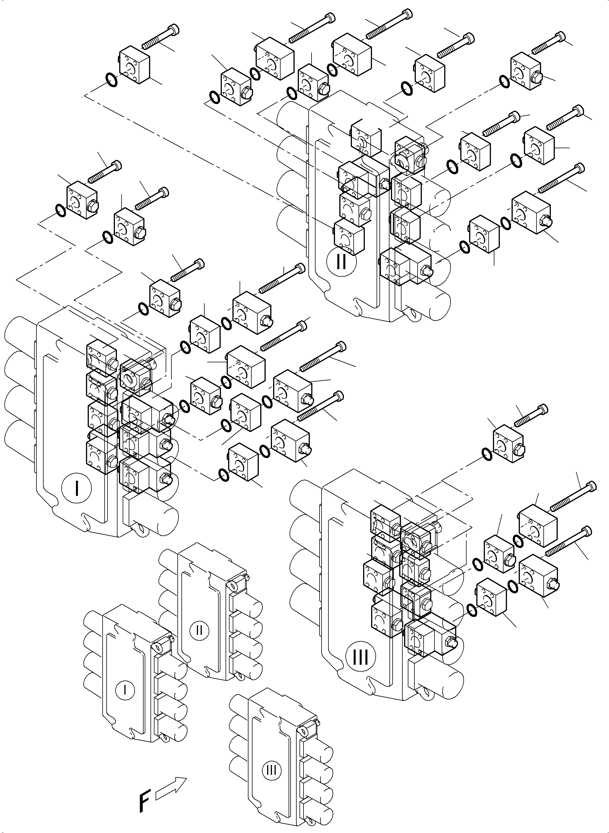 Komatsu parts book diagram for PC5500-6E S/N 15089: CONTROL BLOCK - SECONDARY VALVES,BCE