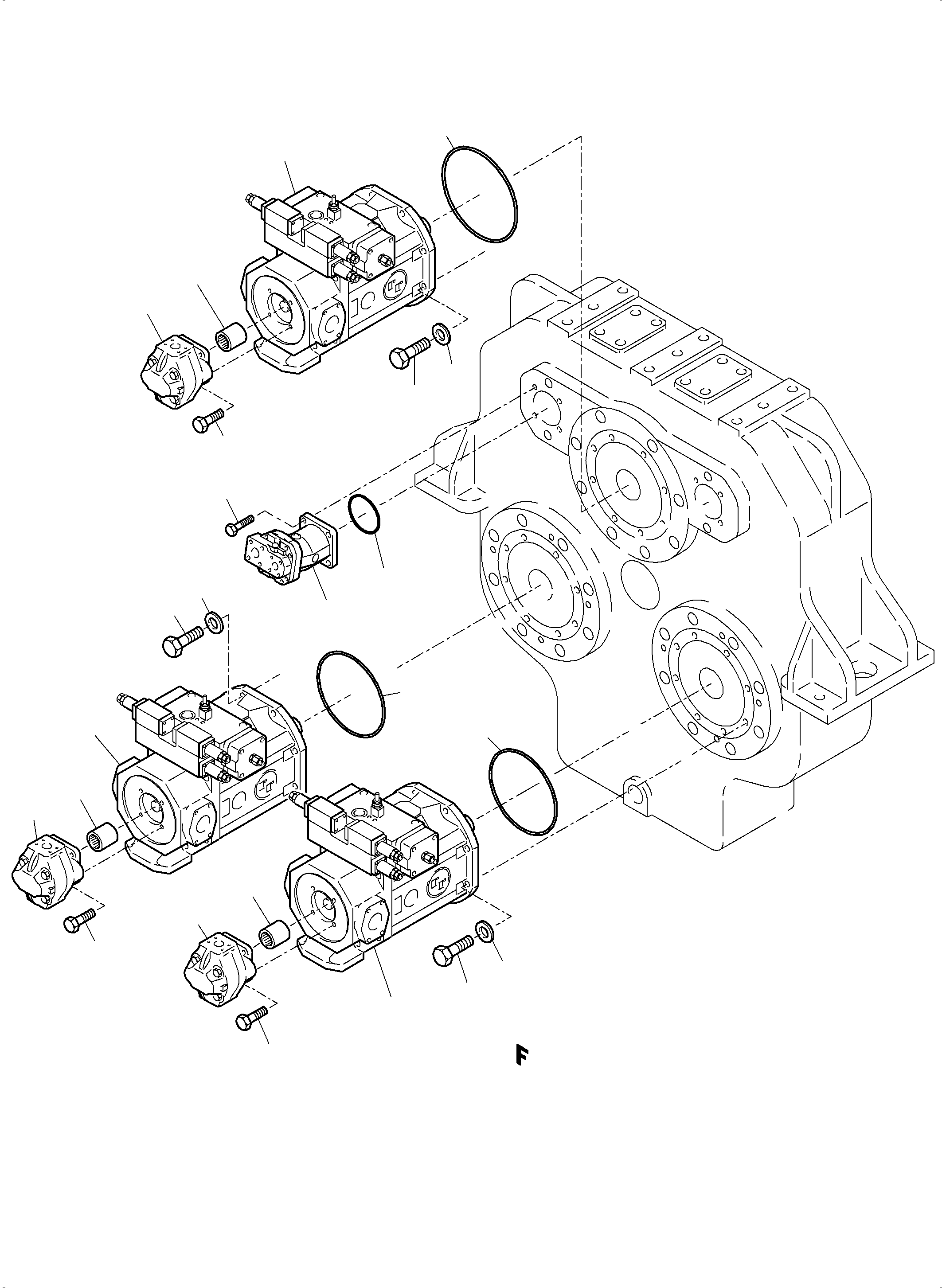 Komatsu parts book diagram for PC5500-6E S/N 15089: PUMP MOUNTING (FRONT/REAR)