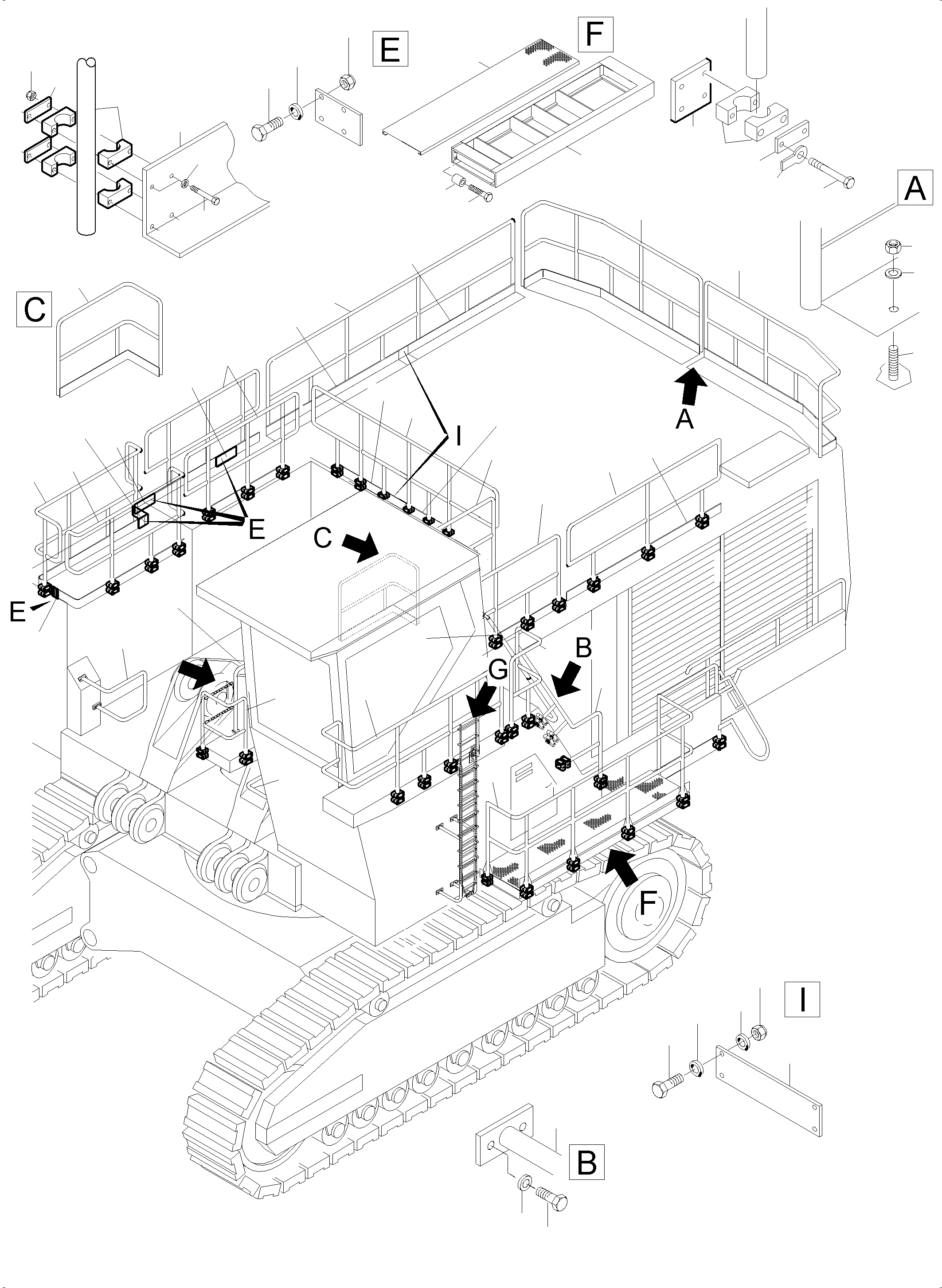 Komatsu parts book diagram for PC5500-6E S/N 15089: RAILS