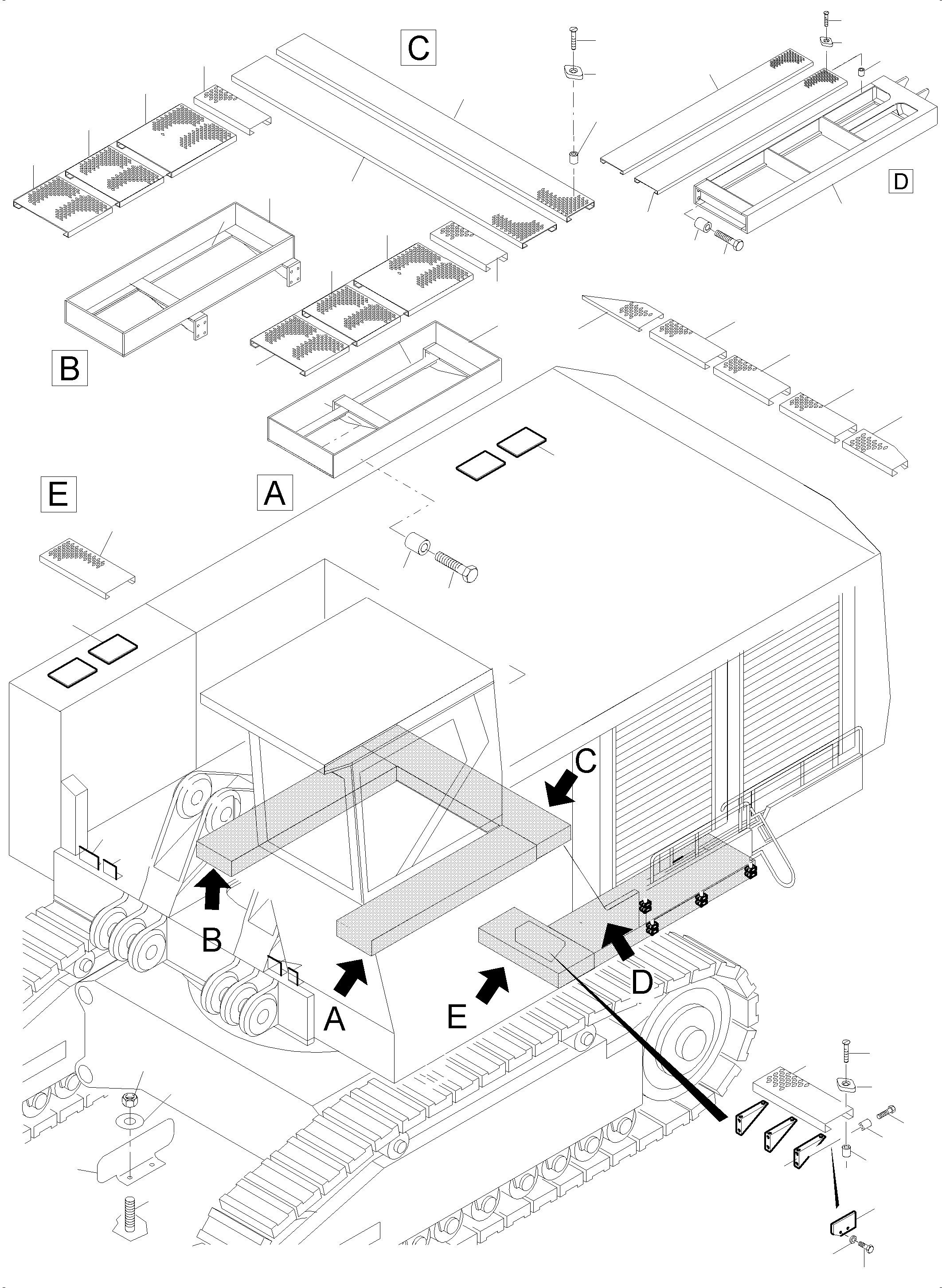 Komatsu parts book diagram for PC5500-6E S/N 15089: RAILS