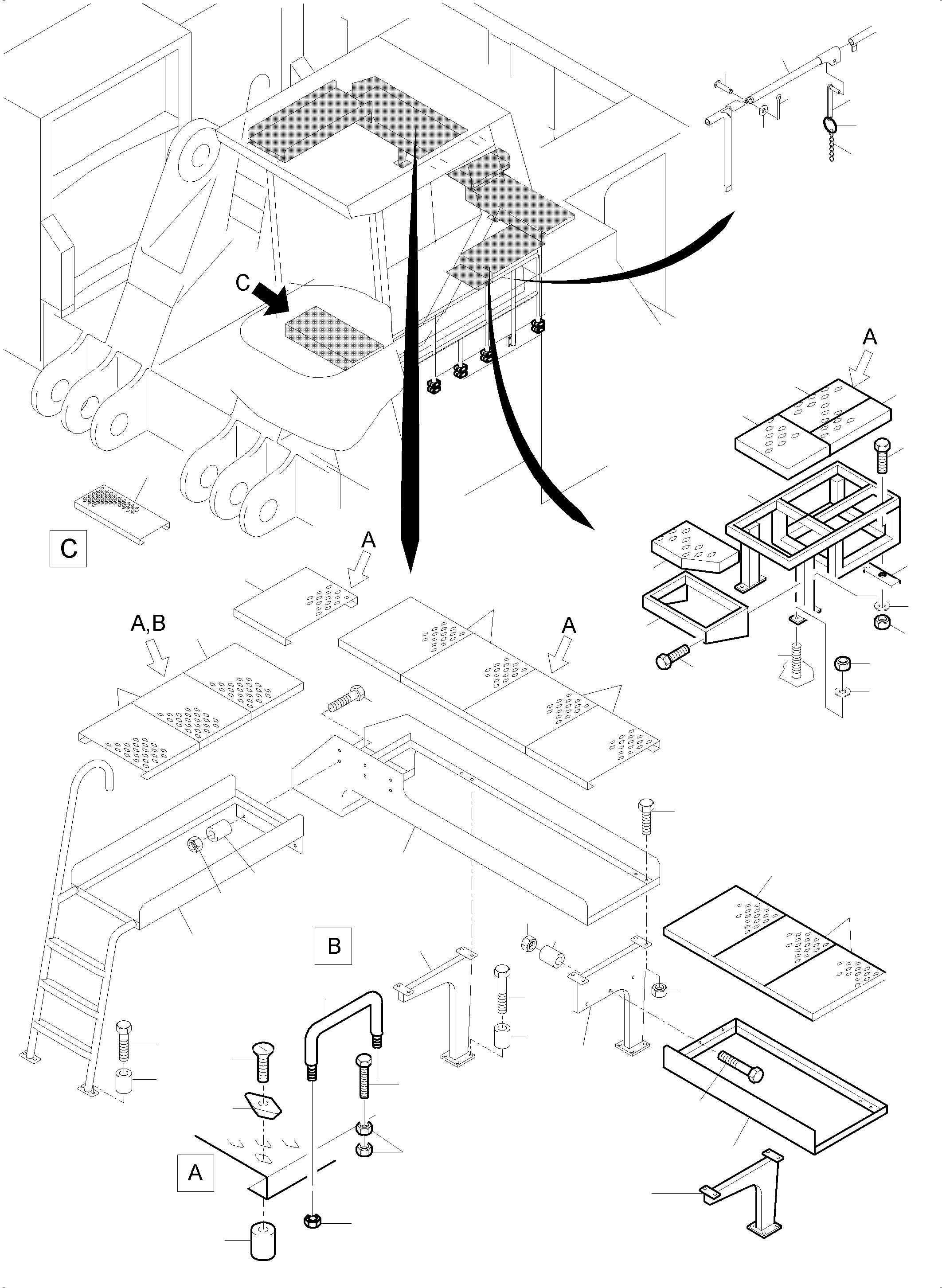 Komatsu parts book diagram for PC5500-6E S/N 15089: RAILS