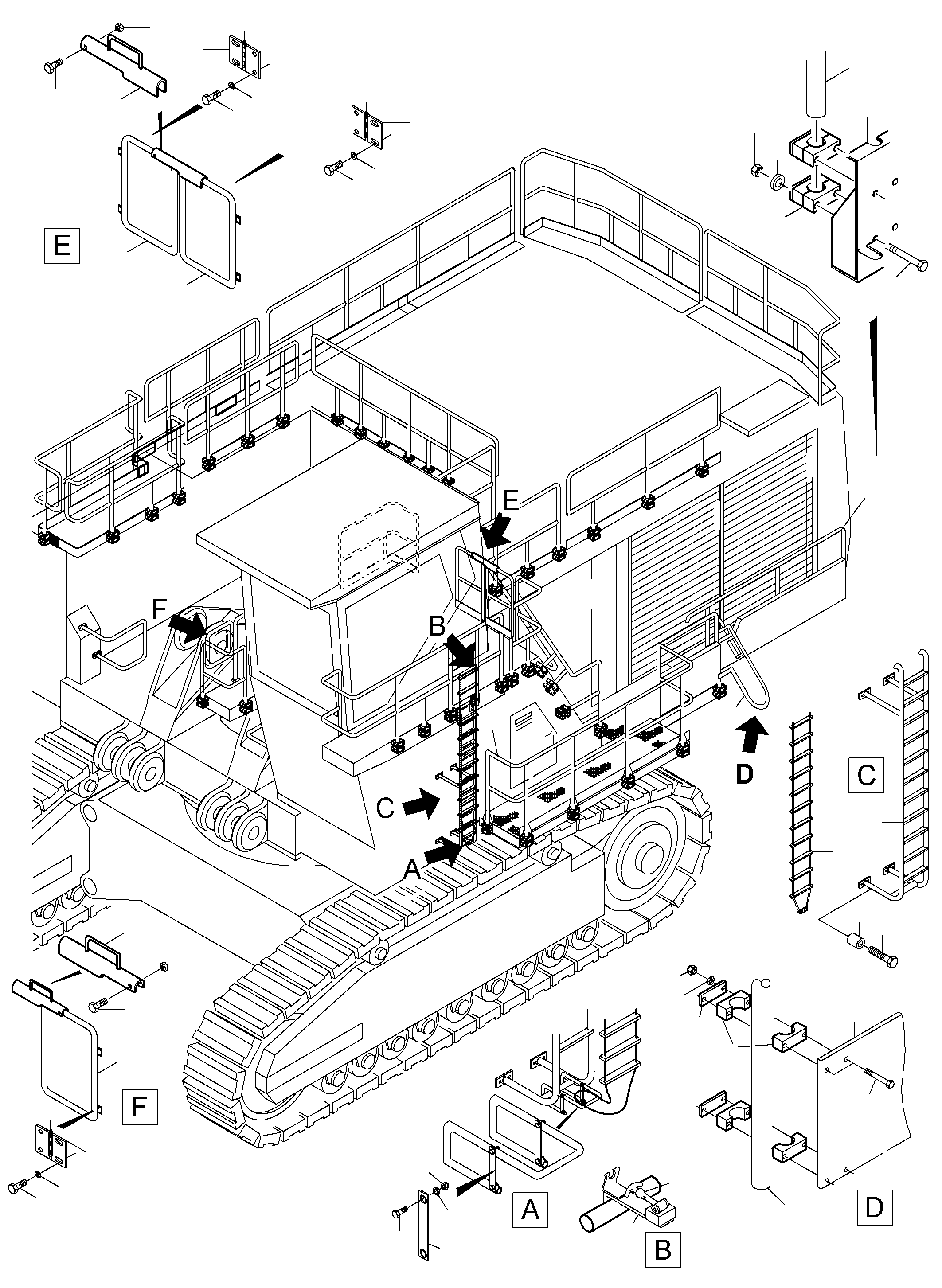 Komatsu parts book diagram for PC5500-6E S/N 15089: RAILS
