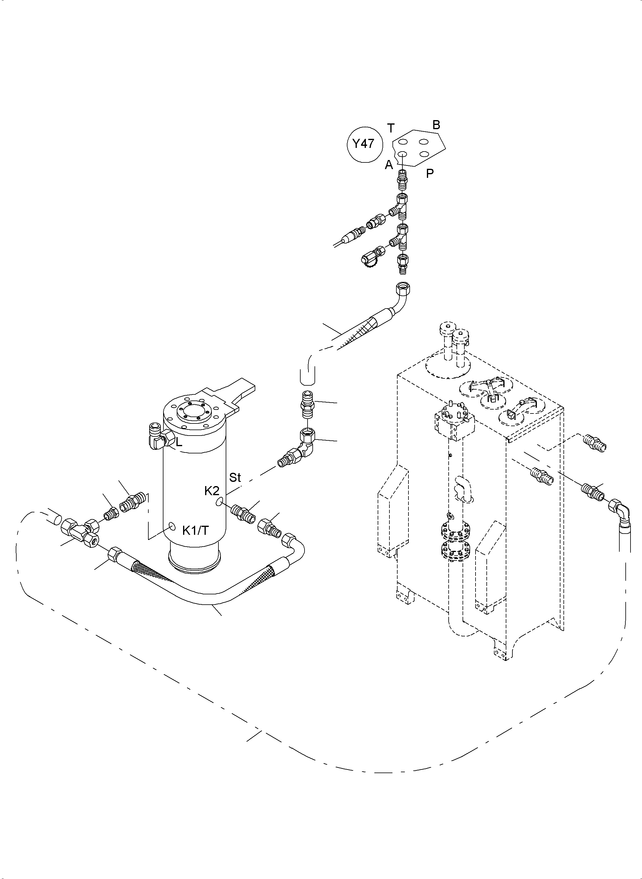 Komatsu parts book diagram for PC5500-6E S/N 15089: HYDRAULIC LINES, ROTARY JOINT