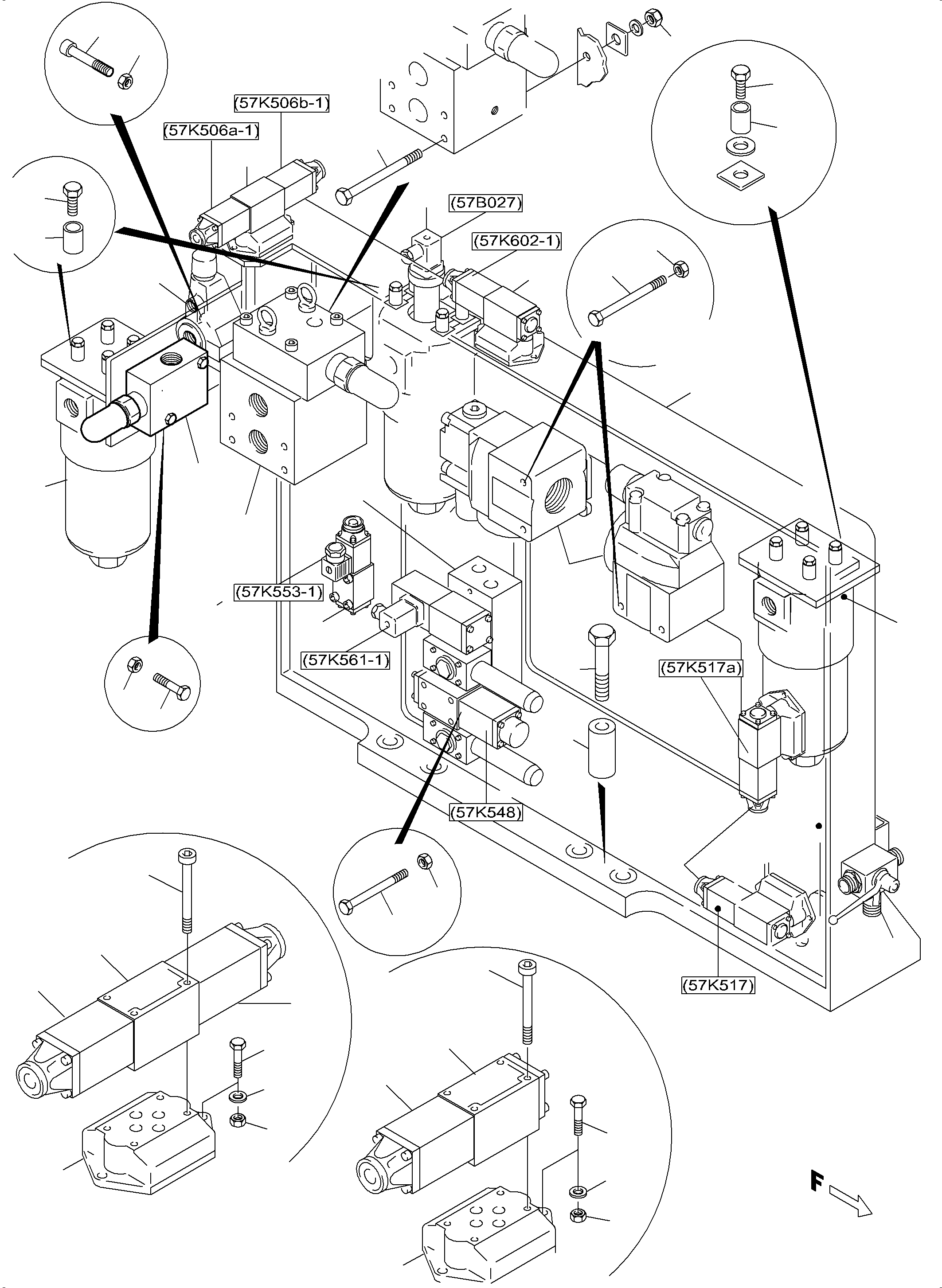 Komatsu parts book diagram for PC5500-6E S/N 15089: CONTROL- AND FILTER PLATE PTO 1