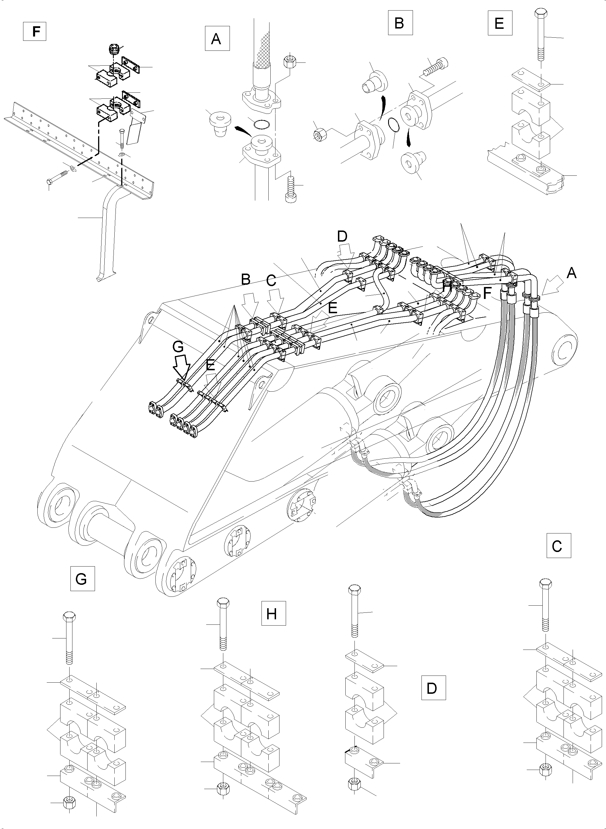 Komatsu parts book diagram for PC5500-6E S/N 15089: BOOM 7.6 M