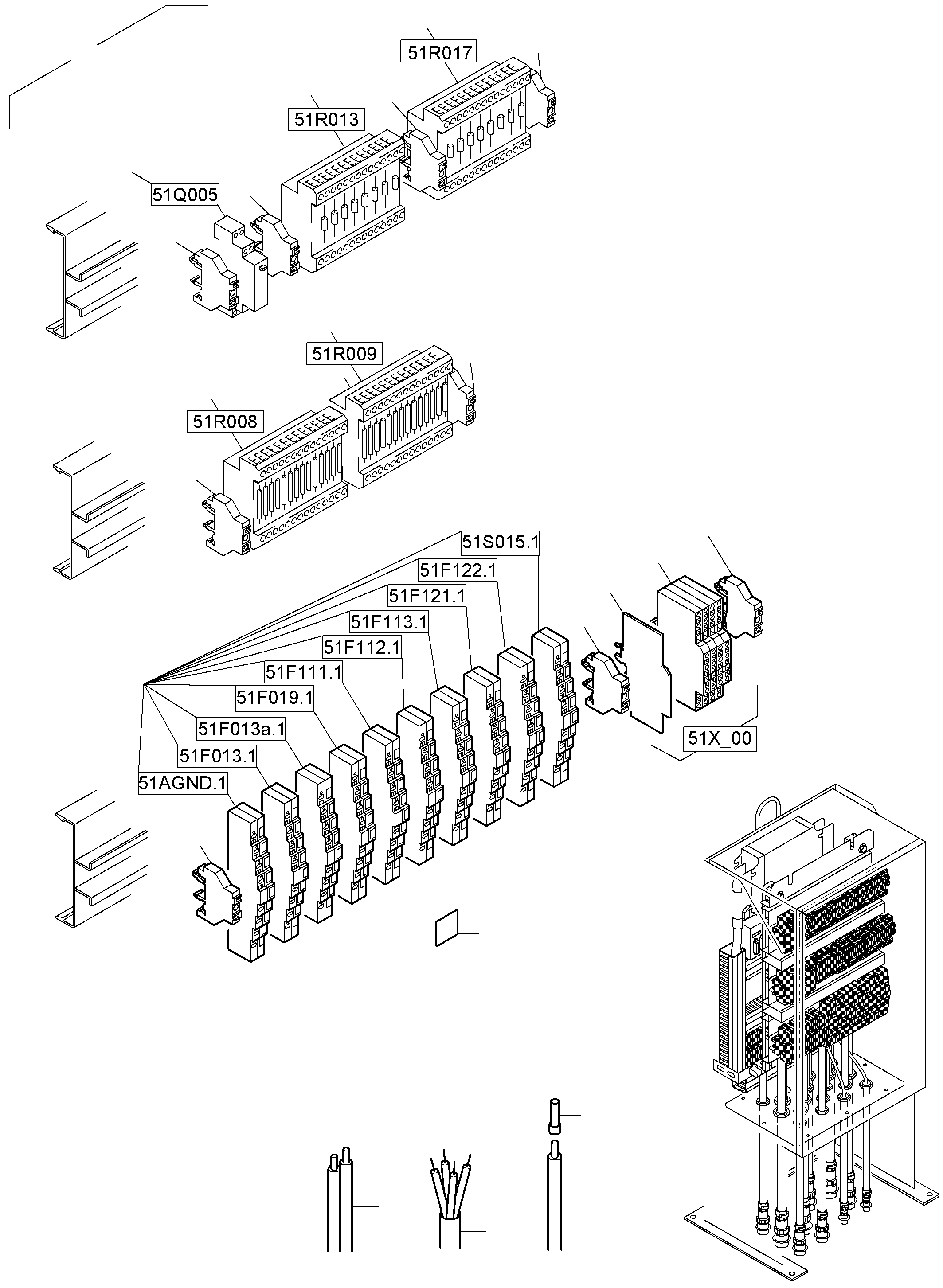 Komatsu parts book diagram for PC5500-6E S/N 15089: SWITCH CABINET LOCATION 51