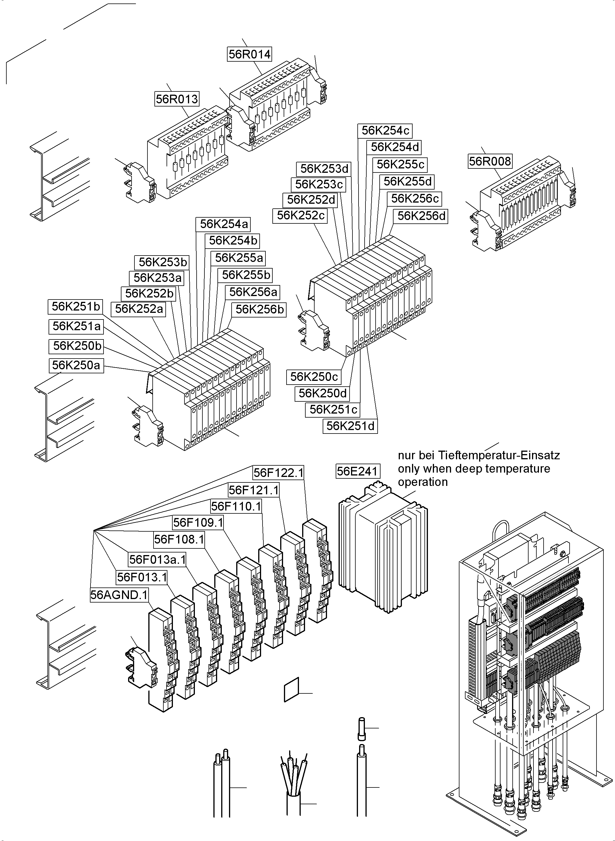 Komatsu parts book diagram for PC5500-6E S/N 15089: SWITCH CABINET LOCATION 56