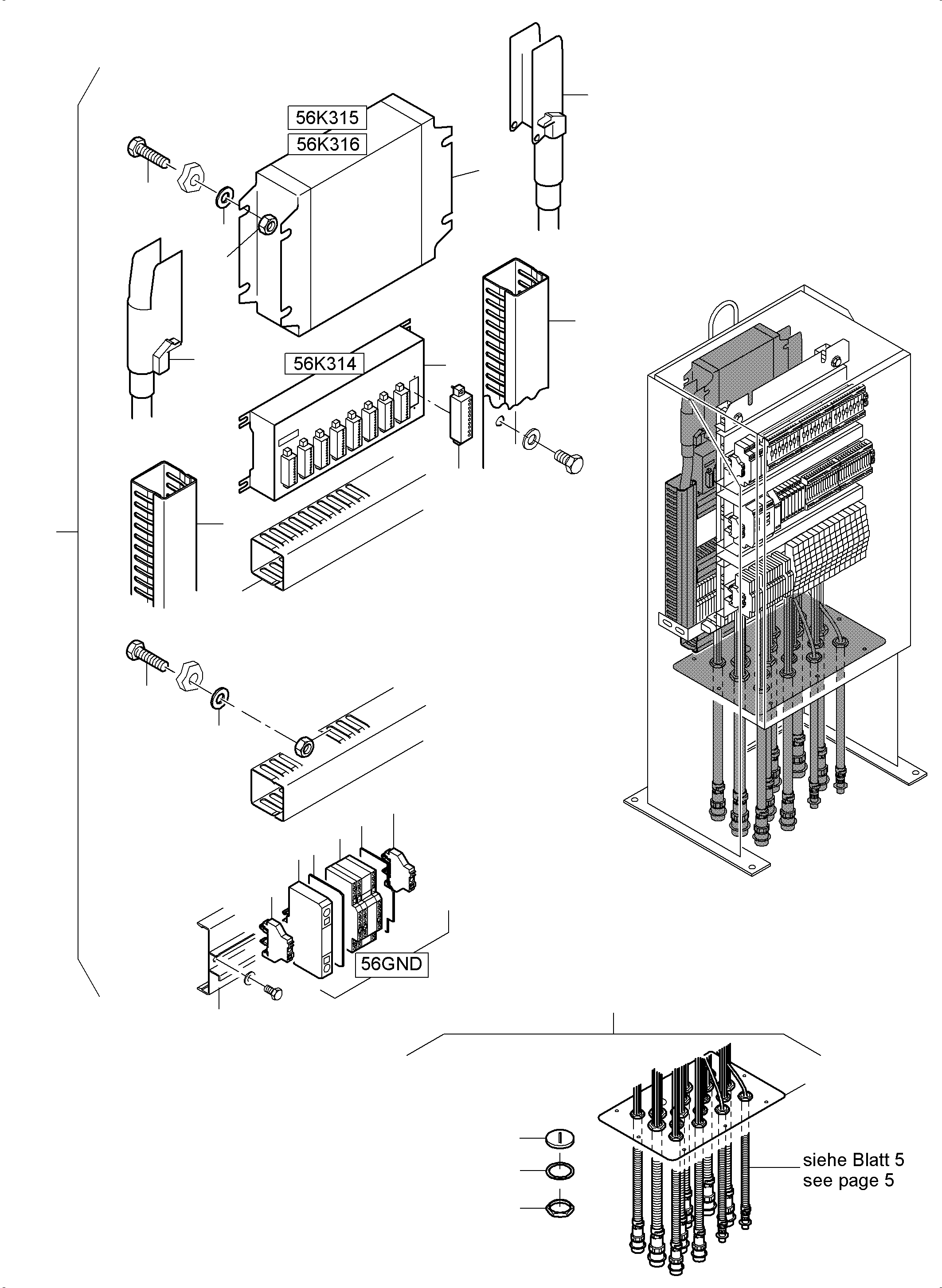 Komatsu parts book diagram for PC5500-6E S/N 15089: SWITCH CABINET LOCATION 56