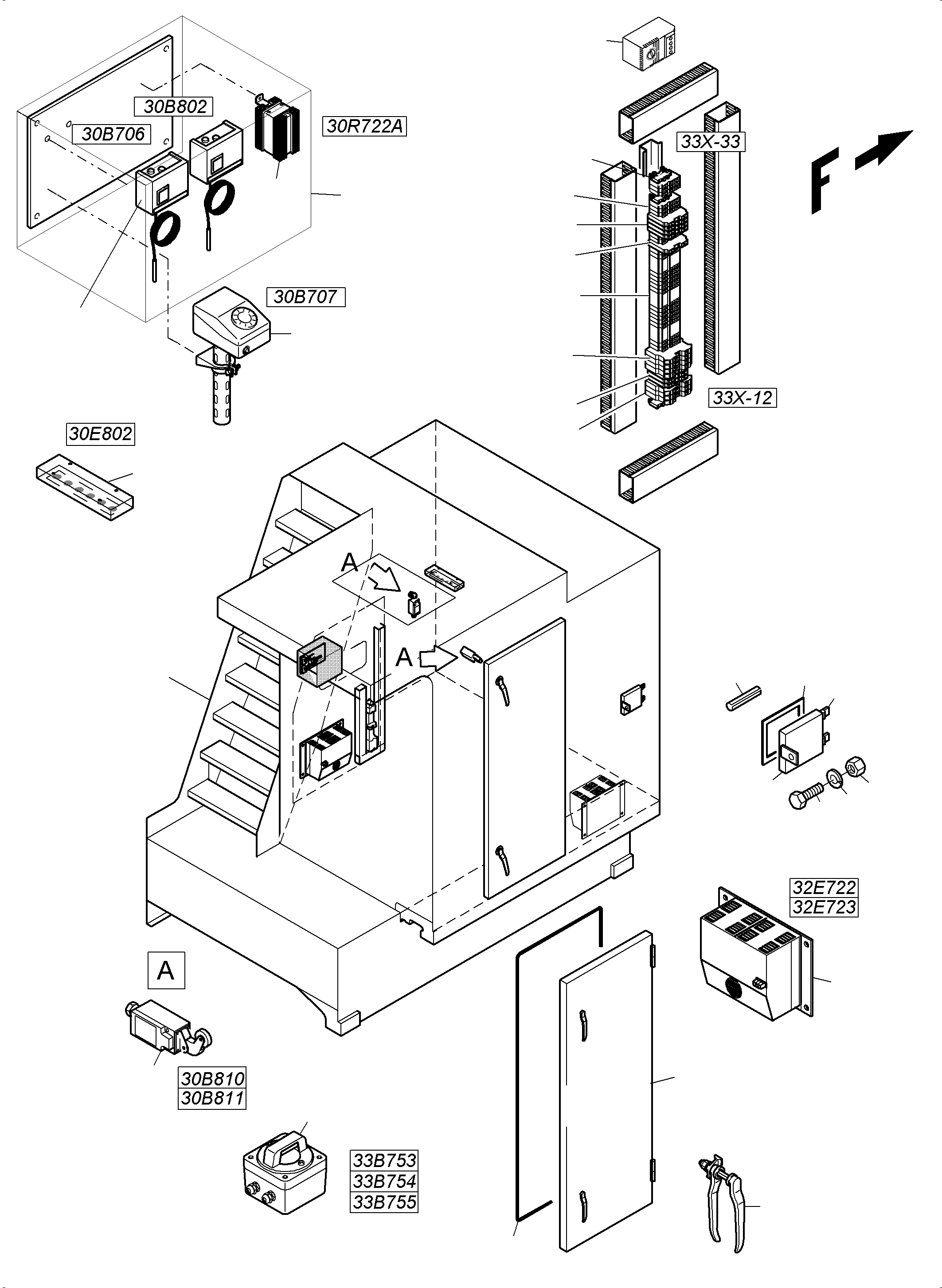 Komatsu parts book diagram for PC5500-6E S/N 15089: SWITCH CABINET