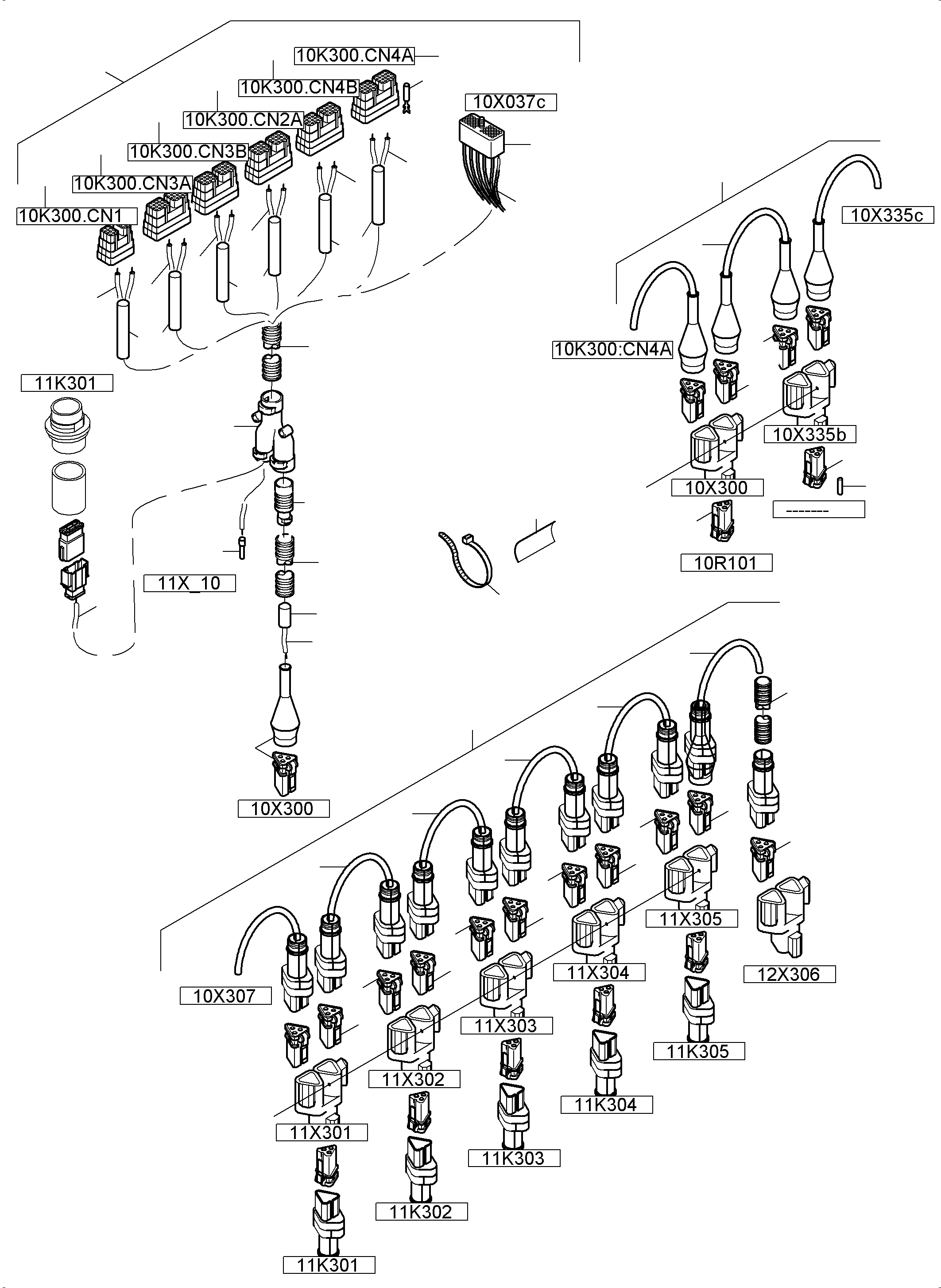 Komatsu parts book diagram for PC5500-6E S/N 15089: CABIN SUPPORT HARNESSES