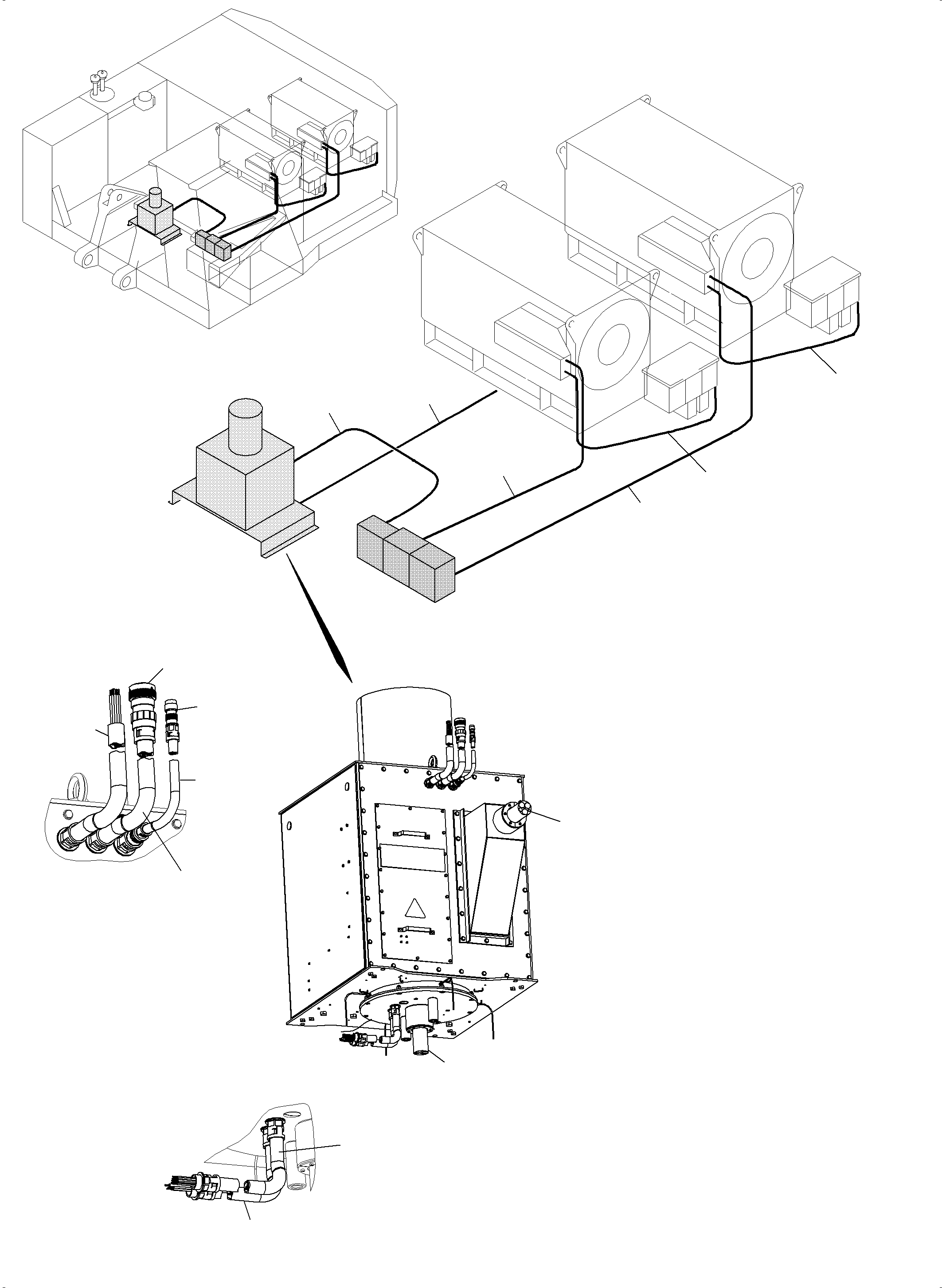 Komatsu parts book diagram for PC5500-6E S/N 15089: CABLES - HIGH VOLTAGE / CABLE DRUM / ELECTRIC MOTOR