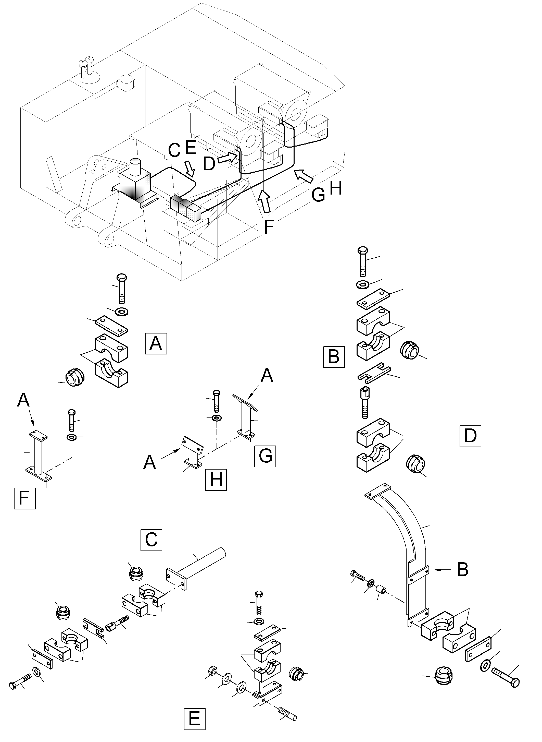 Komatsu parts book diagram for PC5500-6E S/N 15089: CABLES - HIGH VOLTAGE / CABLE DRUM / ELECTRIC MOTOR
