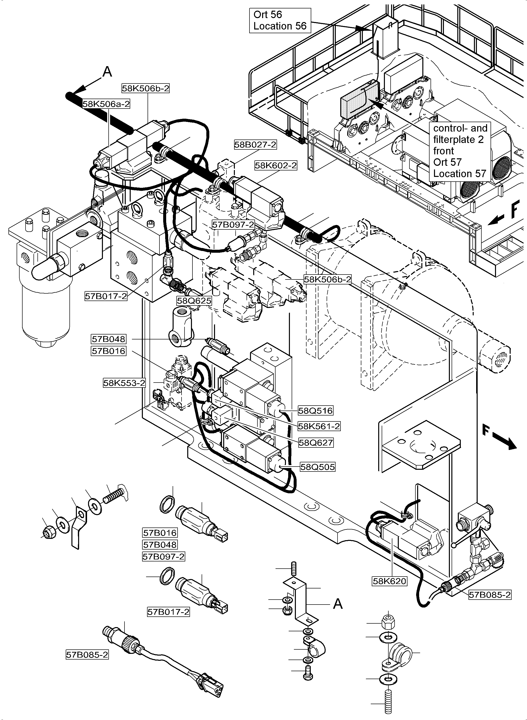 Excavators Mining Komatsu / PC5500-6E S/N 15098(G15098) / Control- and Filter Plates and Pump ditributor gear, electrics(715-2257a : 715-2257a)