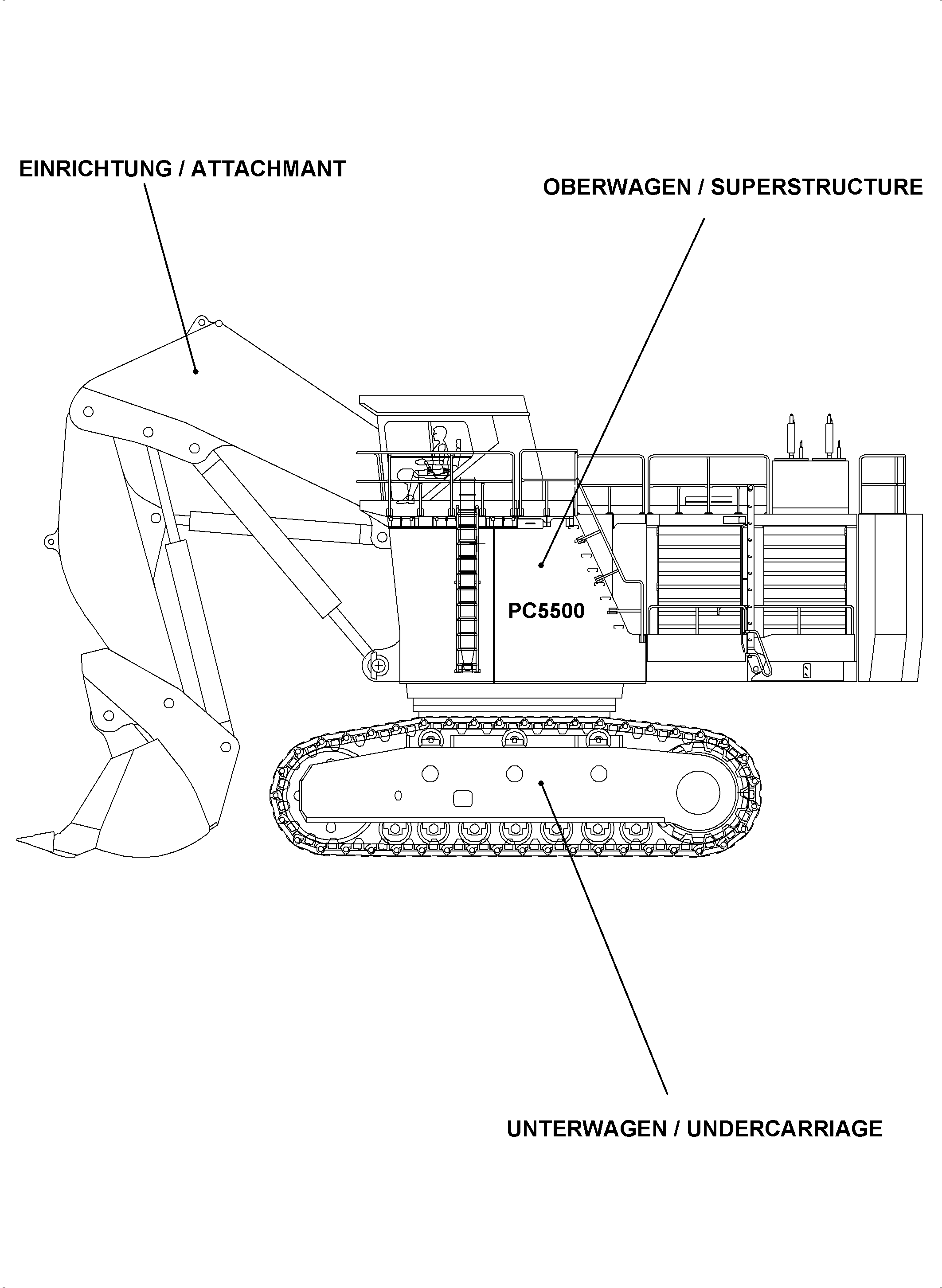 Komatsu parts book diagram for PC5500-6E S/N 15134: 