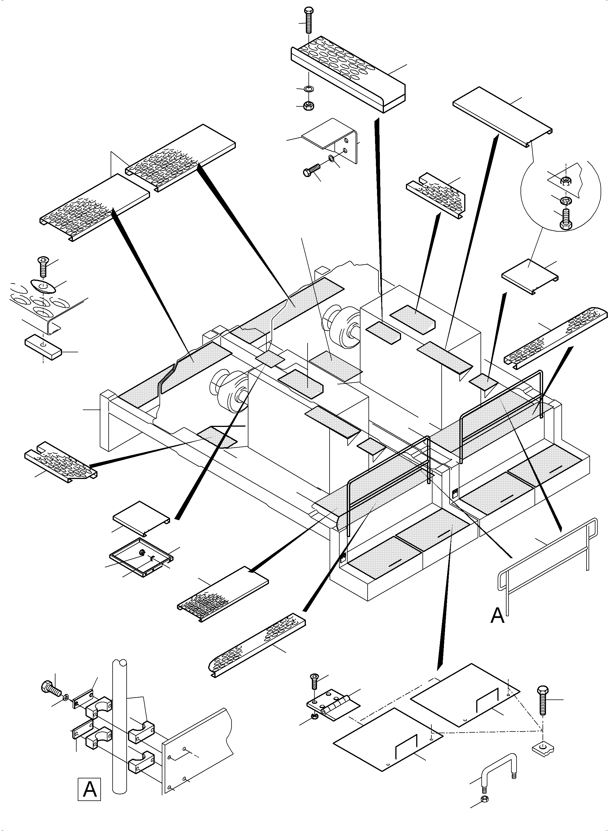 Komatsu parts book diagram for PC5500-6E S/N 15134: POWER FRAME GRATINGS